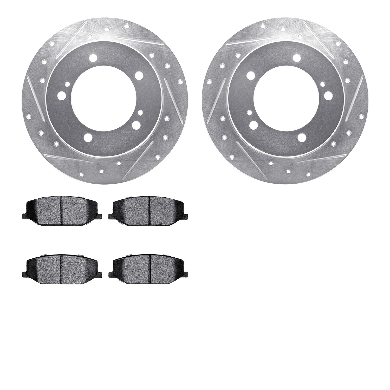 DFC Brake Rotor - Drilled & Slotted - Silver w/5000 Advanced Brake Pads