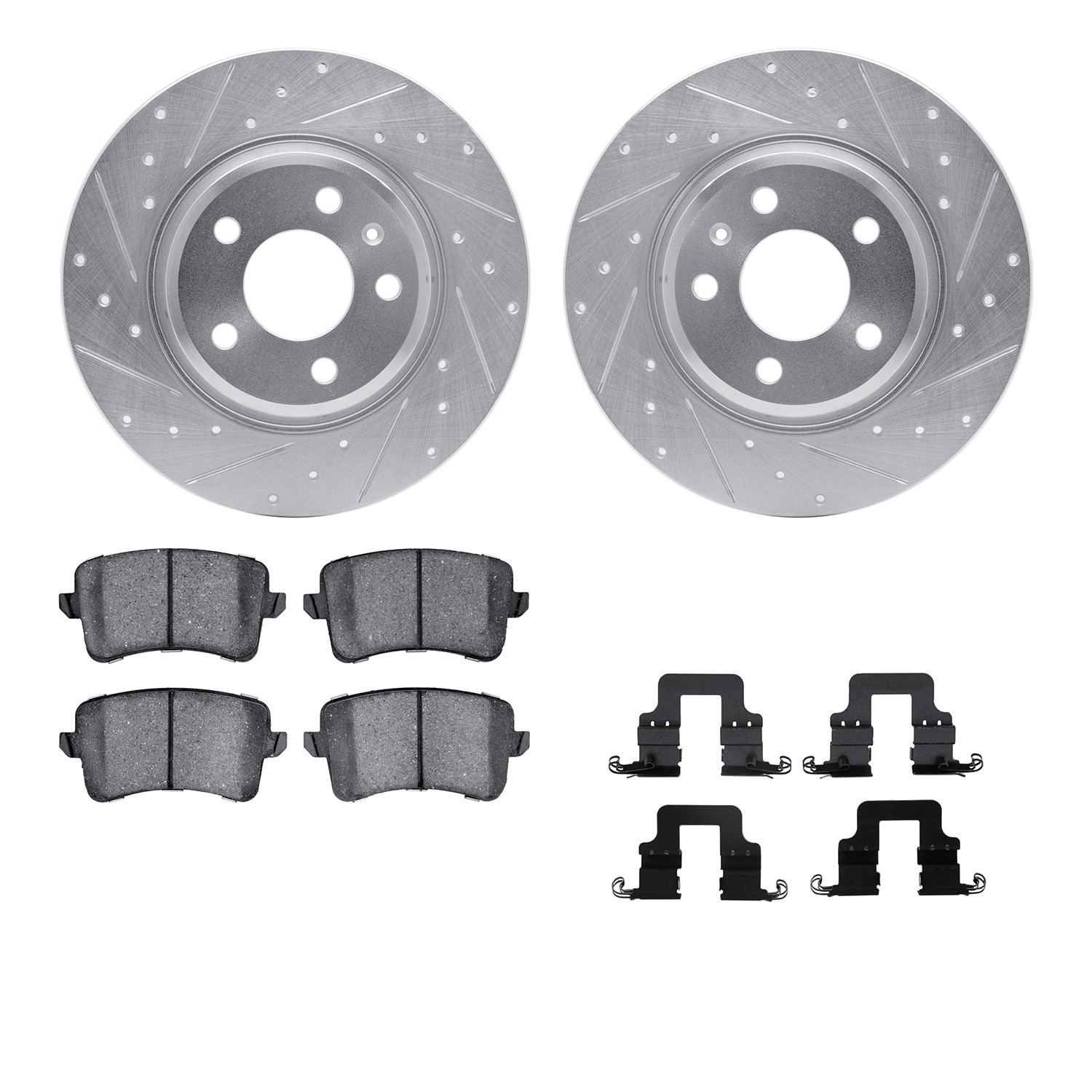 DFC Brake Rotor - Drilled & Slotted - Black w/5000 Brake Pads & HW Kit