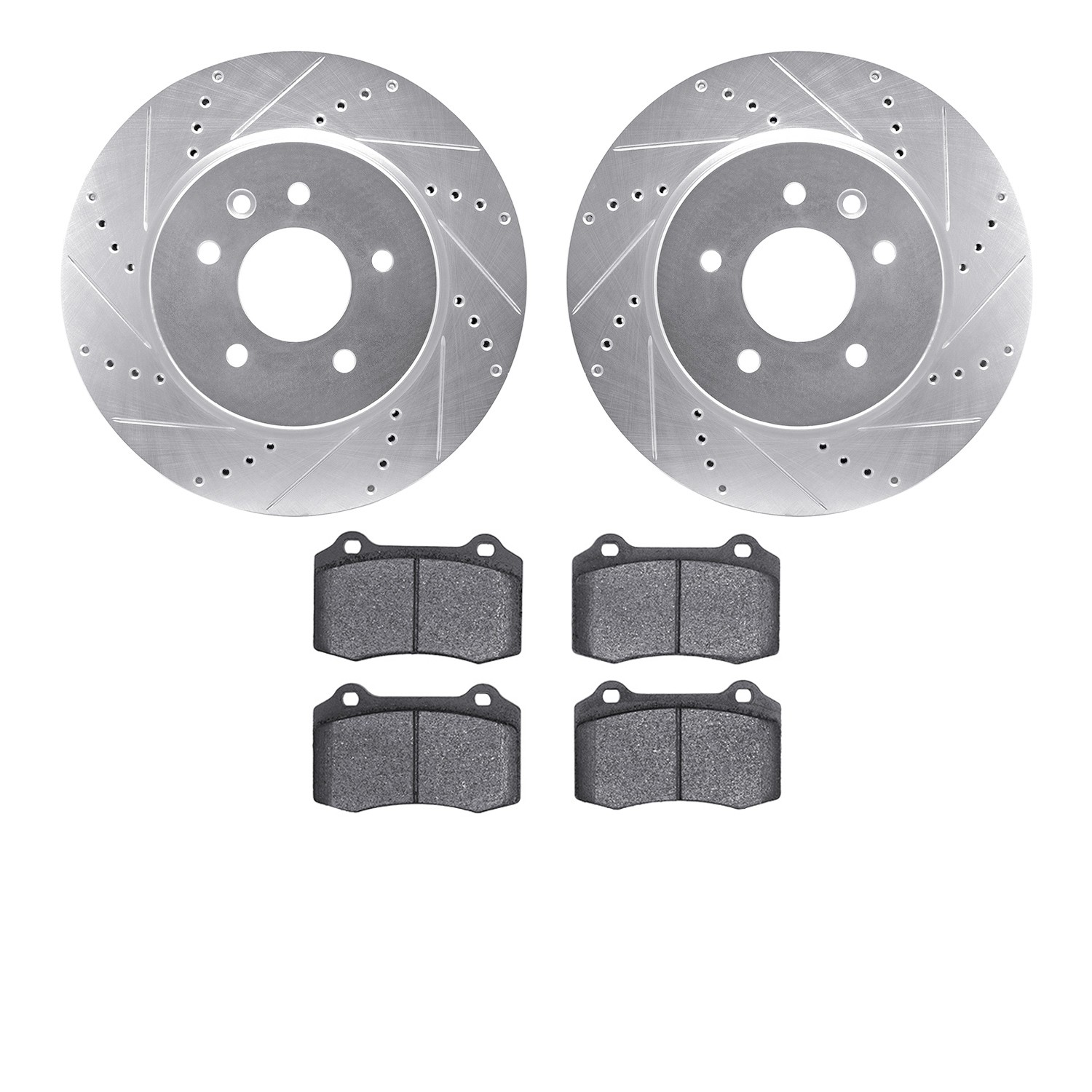 DFC Rotors-Drilled and Slotted-Silver with EURO 5000 Ceramic Brake Pads