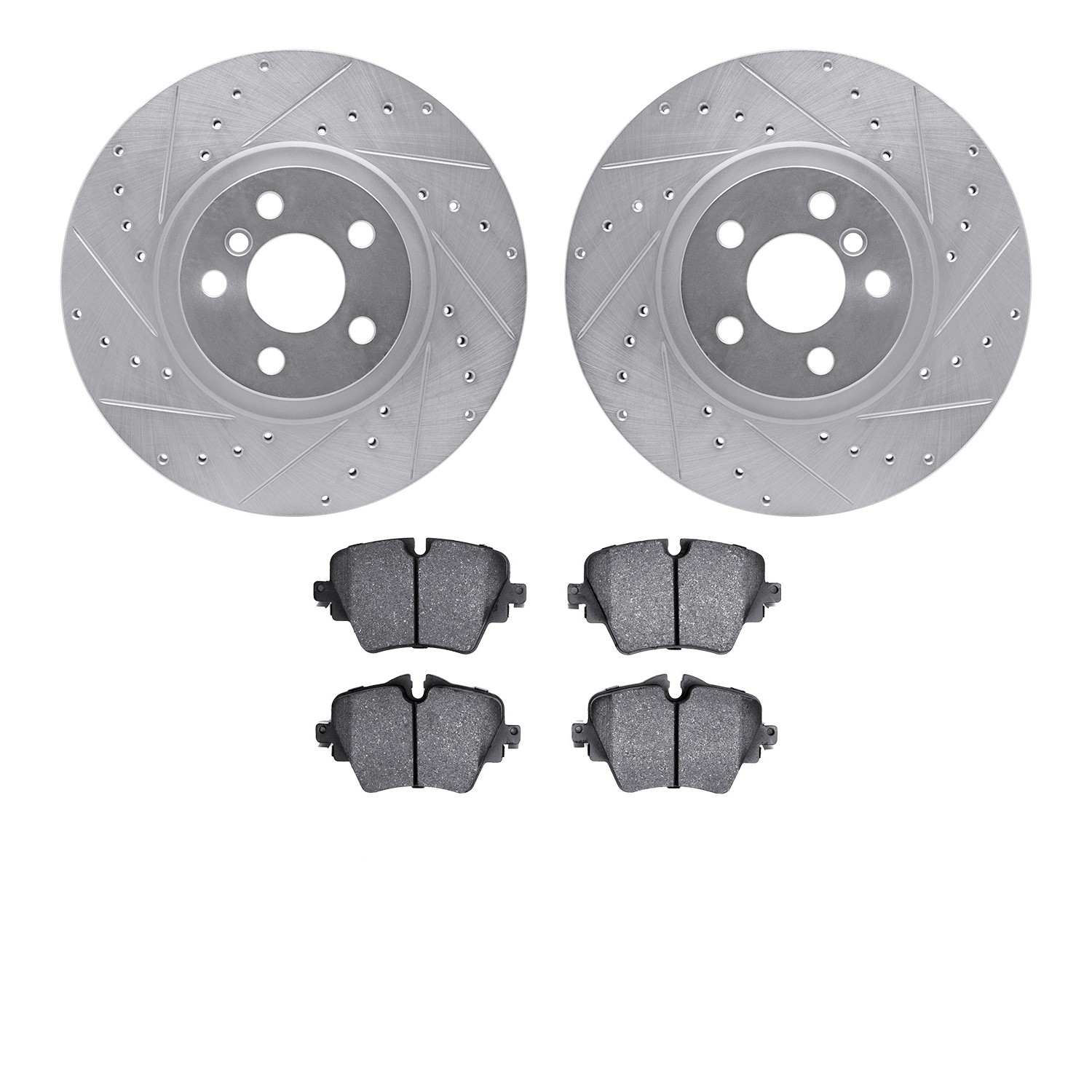 DFC Rotors-Drilled and Slotted-Silver with EURO 5000 Ceramic Brake Pads