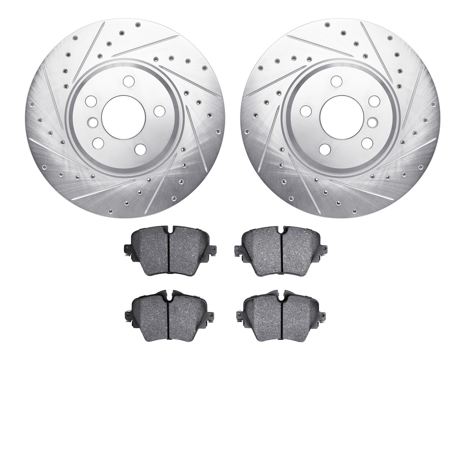 DFC Rotors-Drilled and Slotted-Silver with EURO 5000 Ceramic Brake Pads