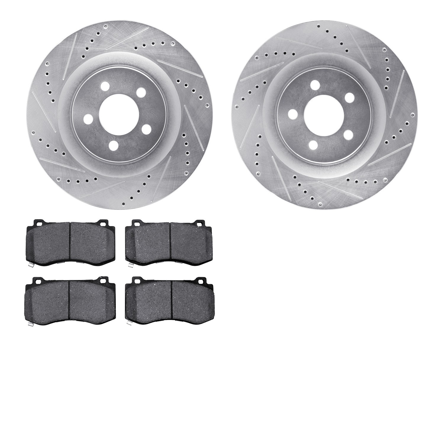 DFC Rotors-Drilled and Slotted-Silver with EURO 5000 Ceramic Brake Pads