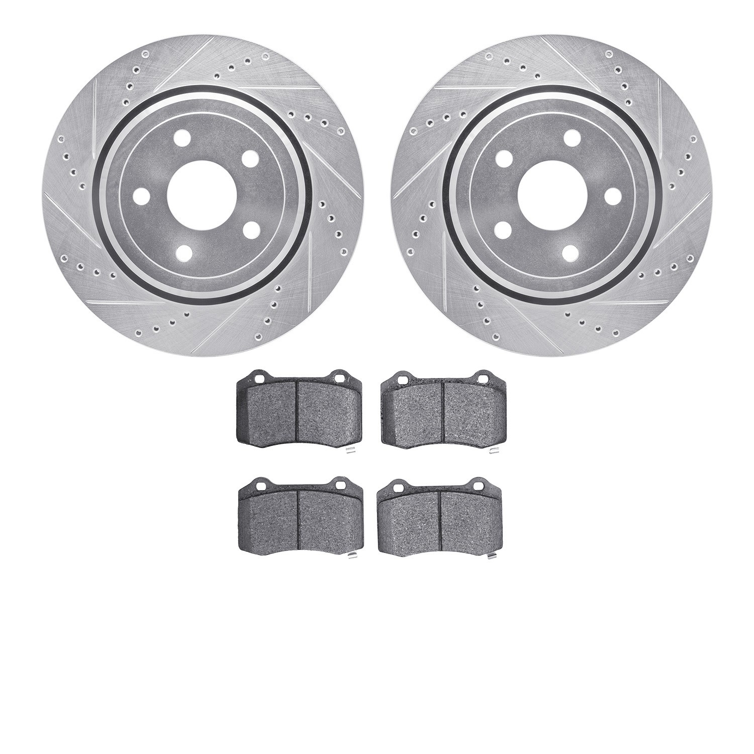 DFC Rotors-Drilled and Slotted-Silver with EURO 5000 Ceramic Brake Pads