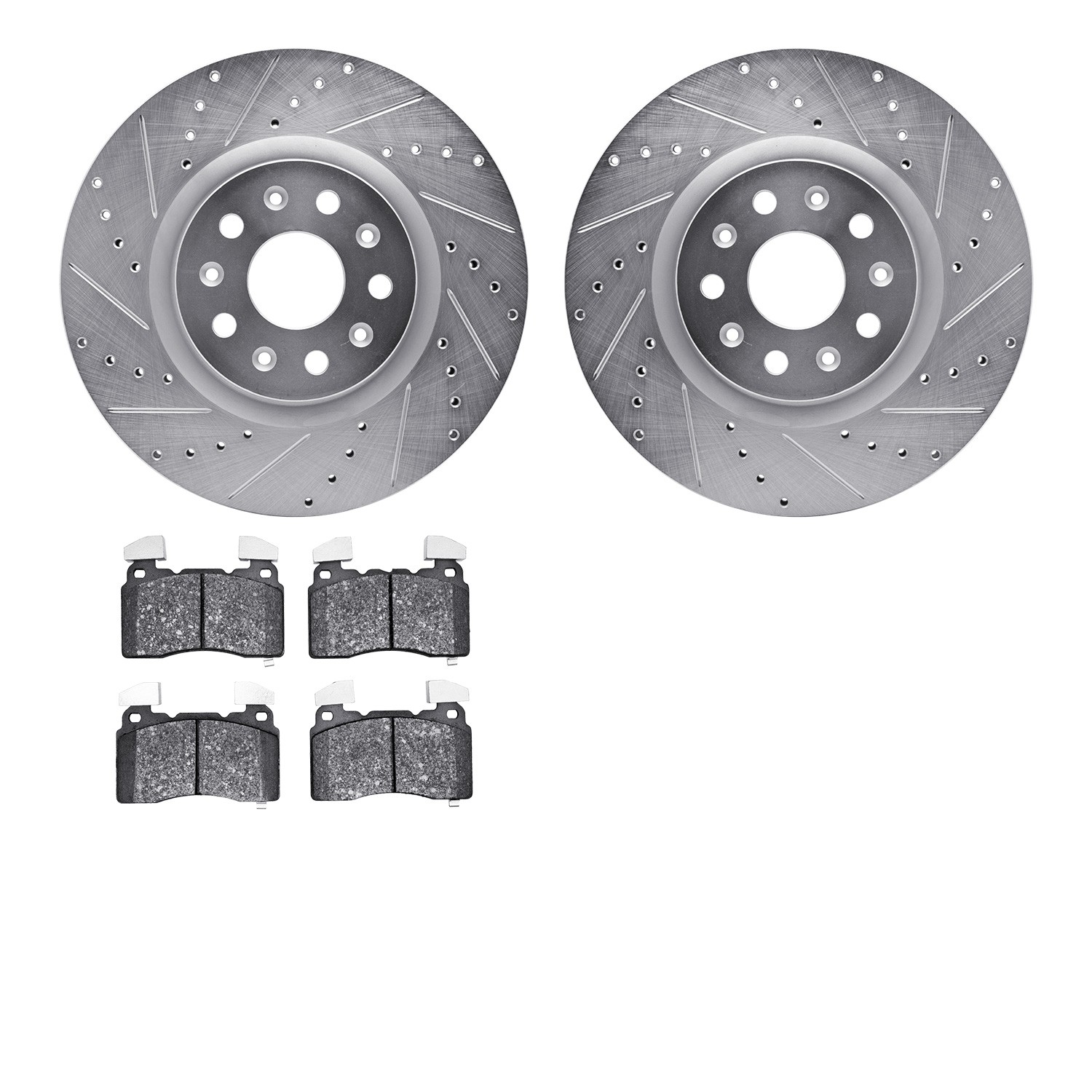 DFC Rotors-Drilled and Slotted-Silver with EURO 5000 Ceramic Brake Pads