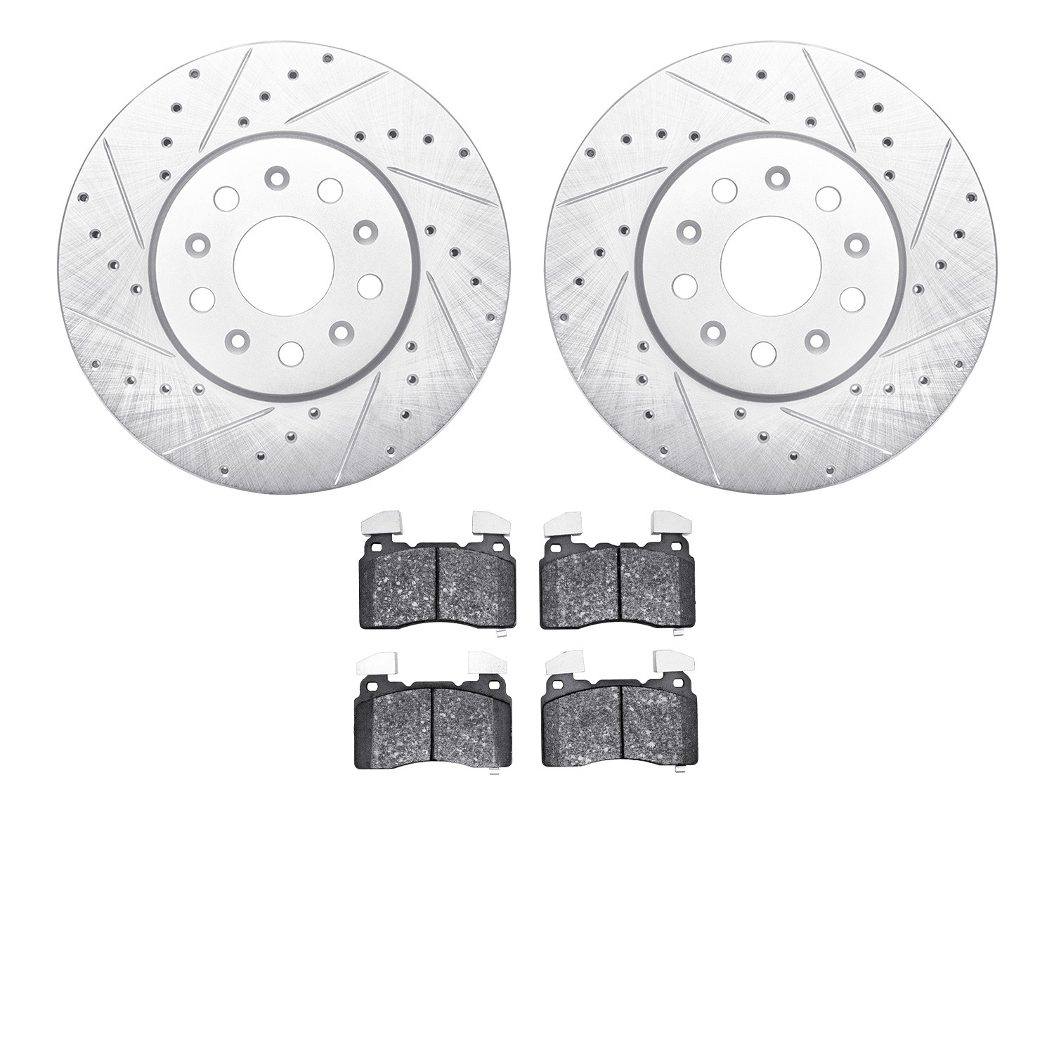 DFC Rotors-Drilled and Slotted-Silver with EURO 5000 Ceramic Brake Pads