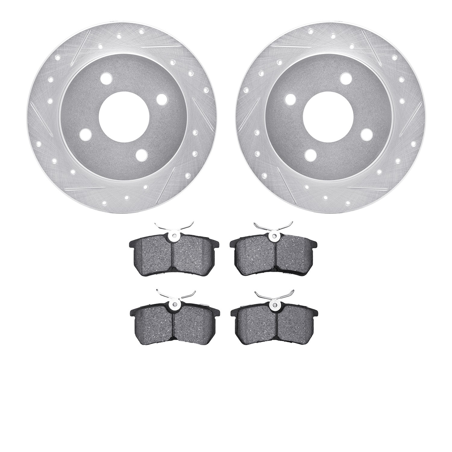 DFC Rotors-Drilled and Slotted-Silver with EURO 5000 Ceramic Brake Pads