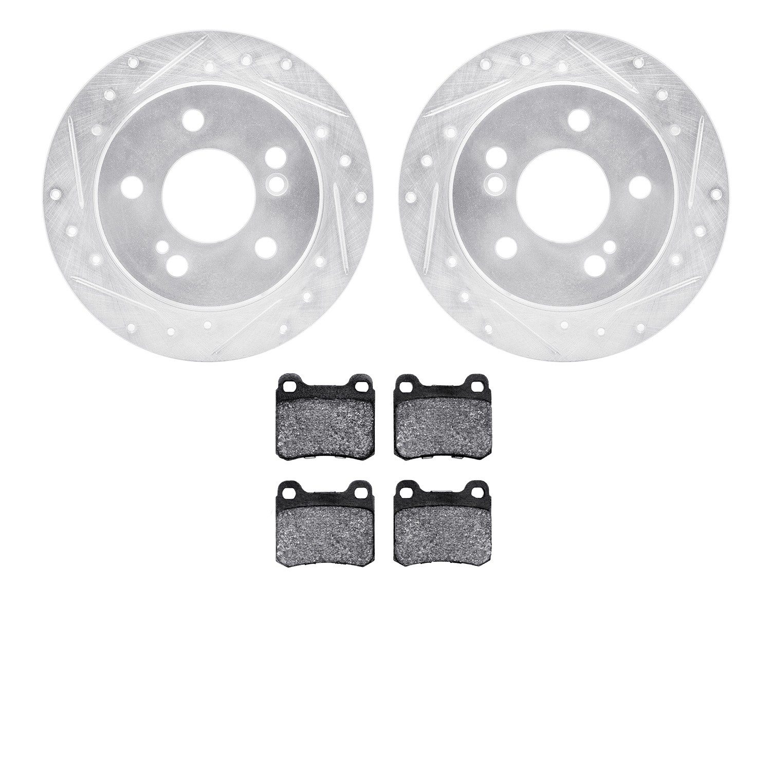 DFC Rotors-Drilled and Slotted-Silver with EURO 5000 Ceramic Brake Pads