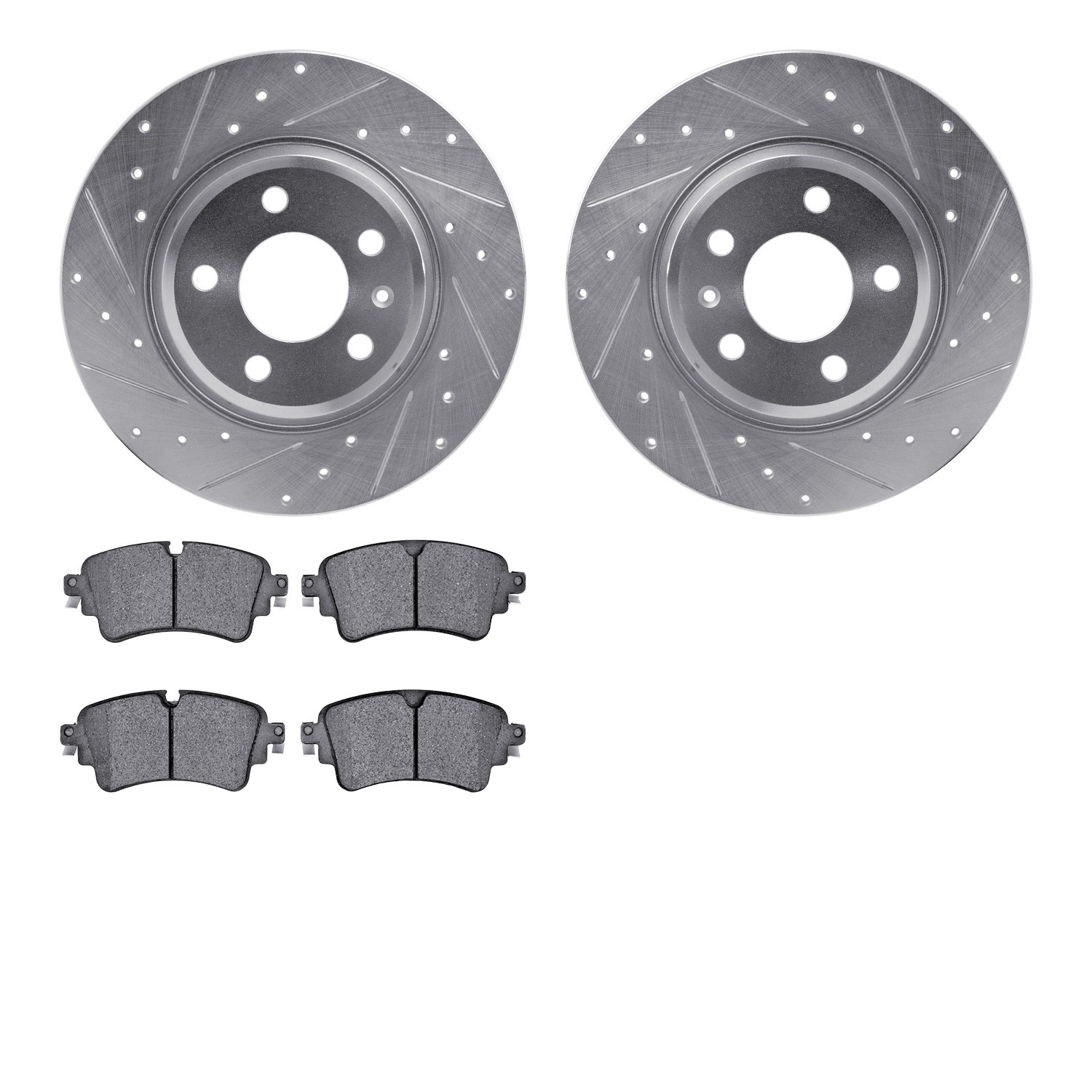 DFC Rotors-Drilled and Slotted-Silver with EURO 5000 Ceramic Brake Pads