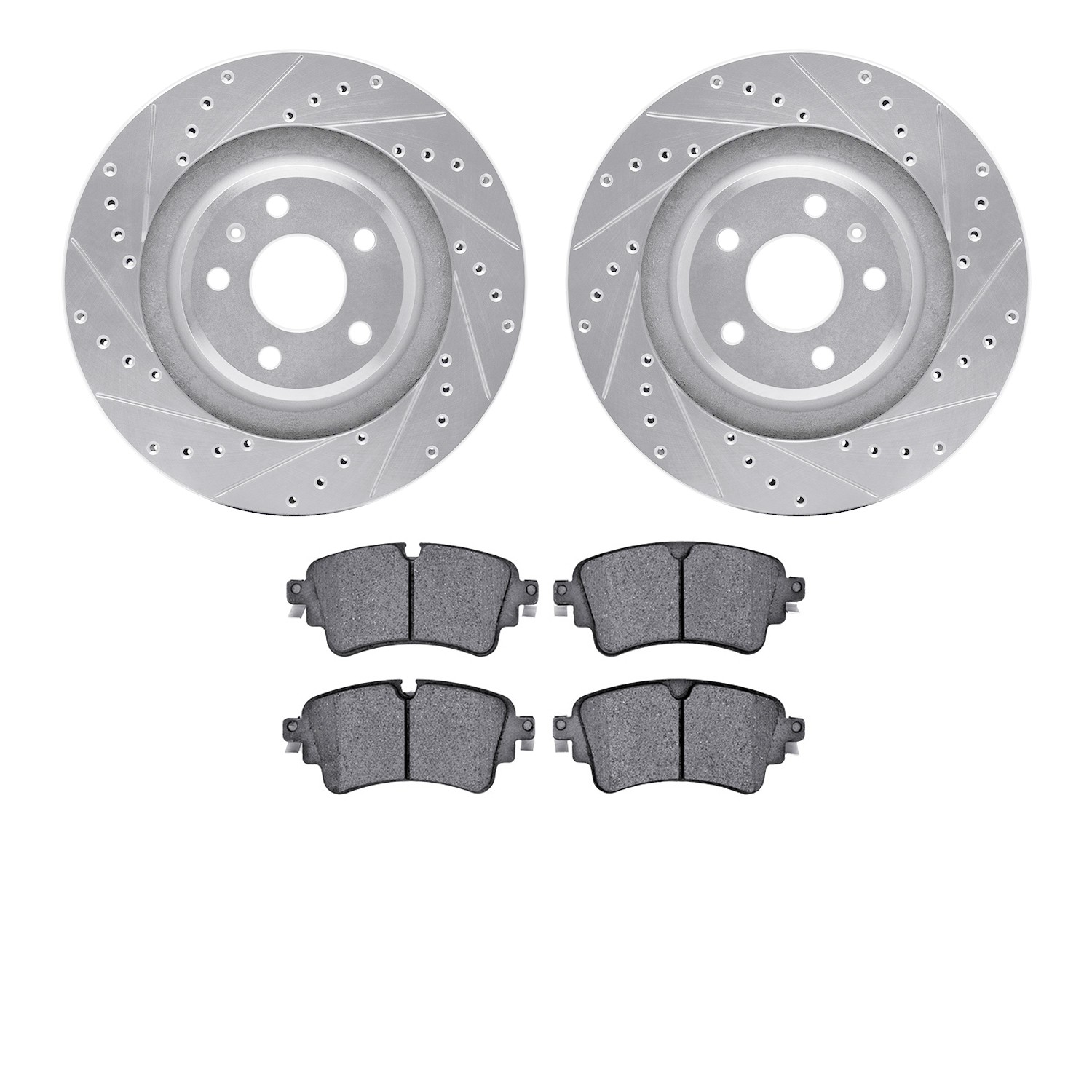 DFC Rotors-Drilled and Slotted-Silver with EURO 5000 Ceramic Brake Pads