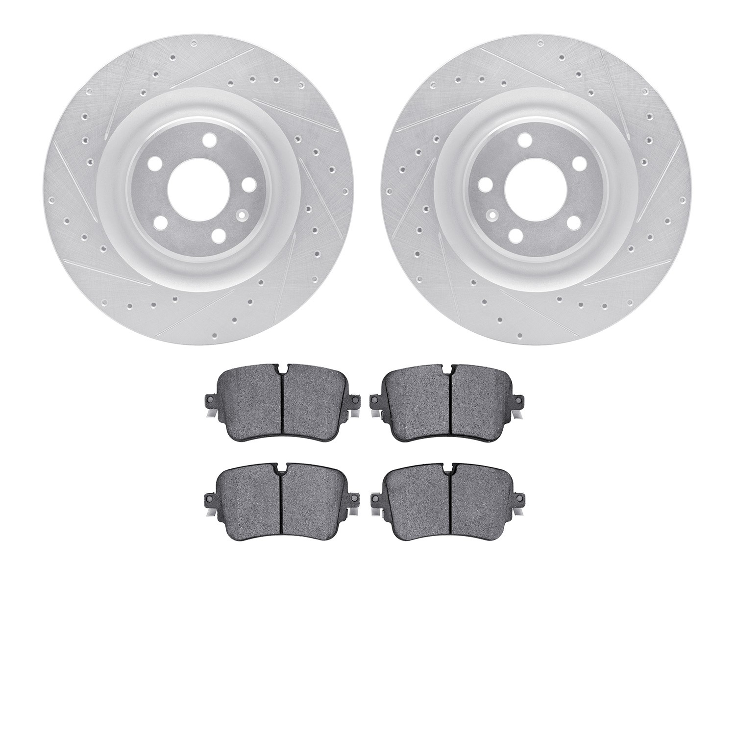 DFC Rotors-Drilled and Slotted-Silver with EURO 5000 Ceramic Brake Pads