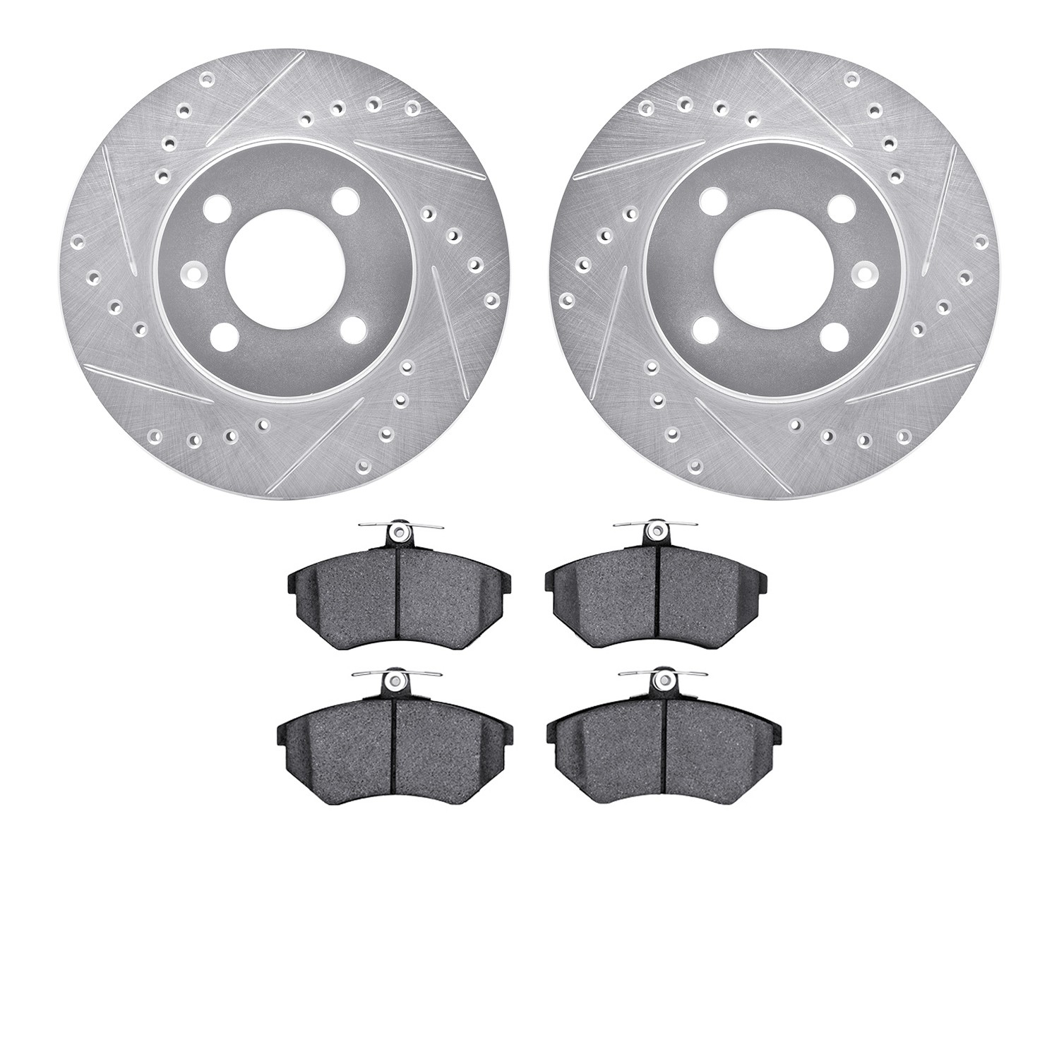 DFC Rotors-Drilled and Slotted-Silver with EURO 5000 Ceramic Brake Pads