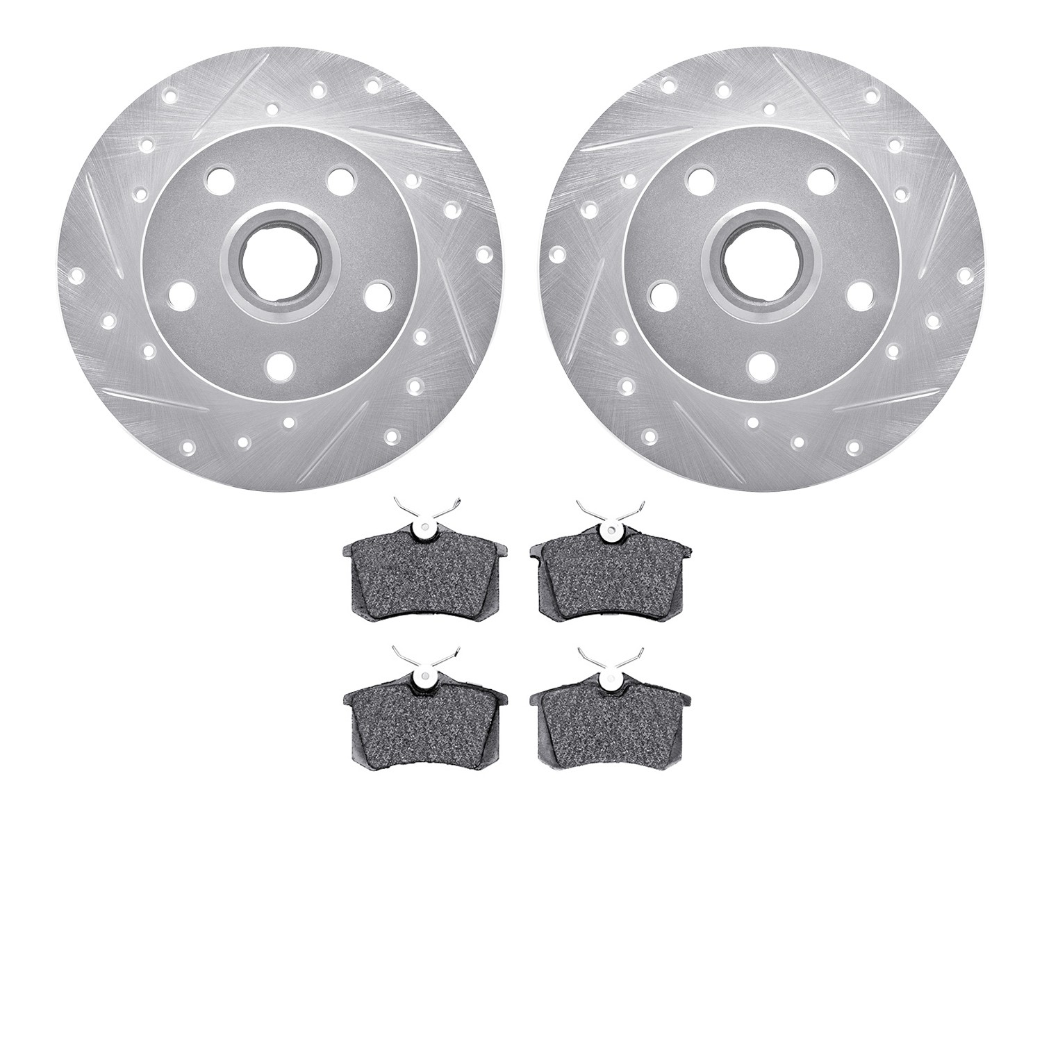 DFC Rotors-Drilled and Slotted-Silver with EURO 5000 Ceramic Brake Pads
