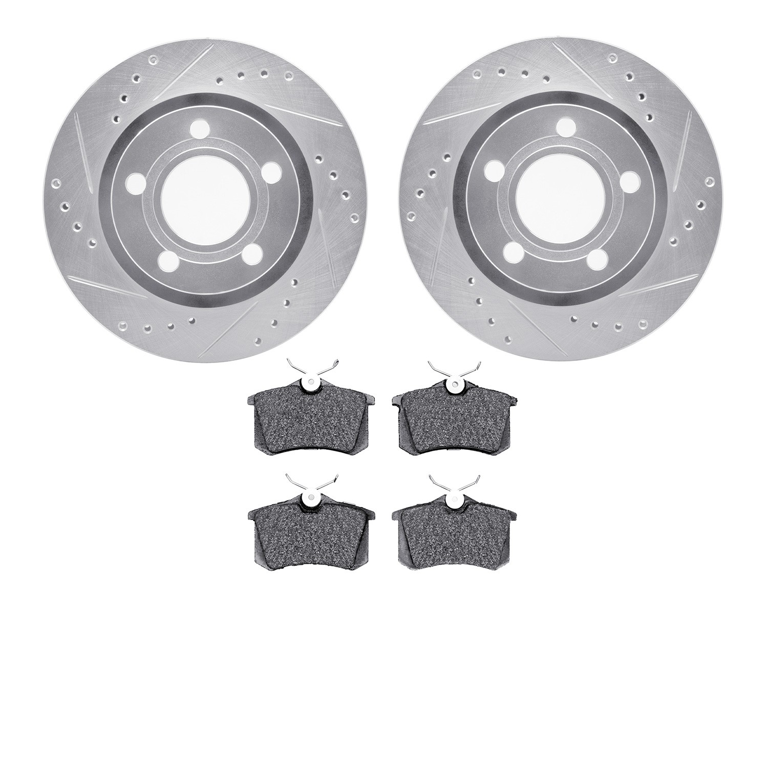 DFC Rotors-Drilled and Slotted-Silver with EURO 5000 Ceramic Brake Pads