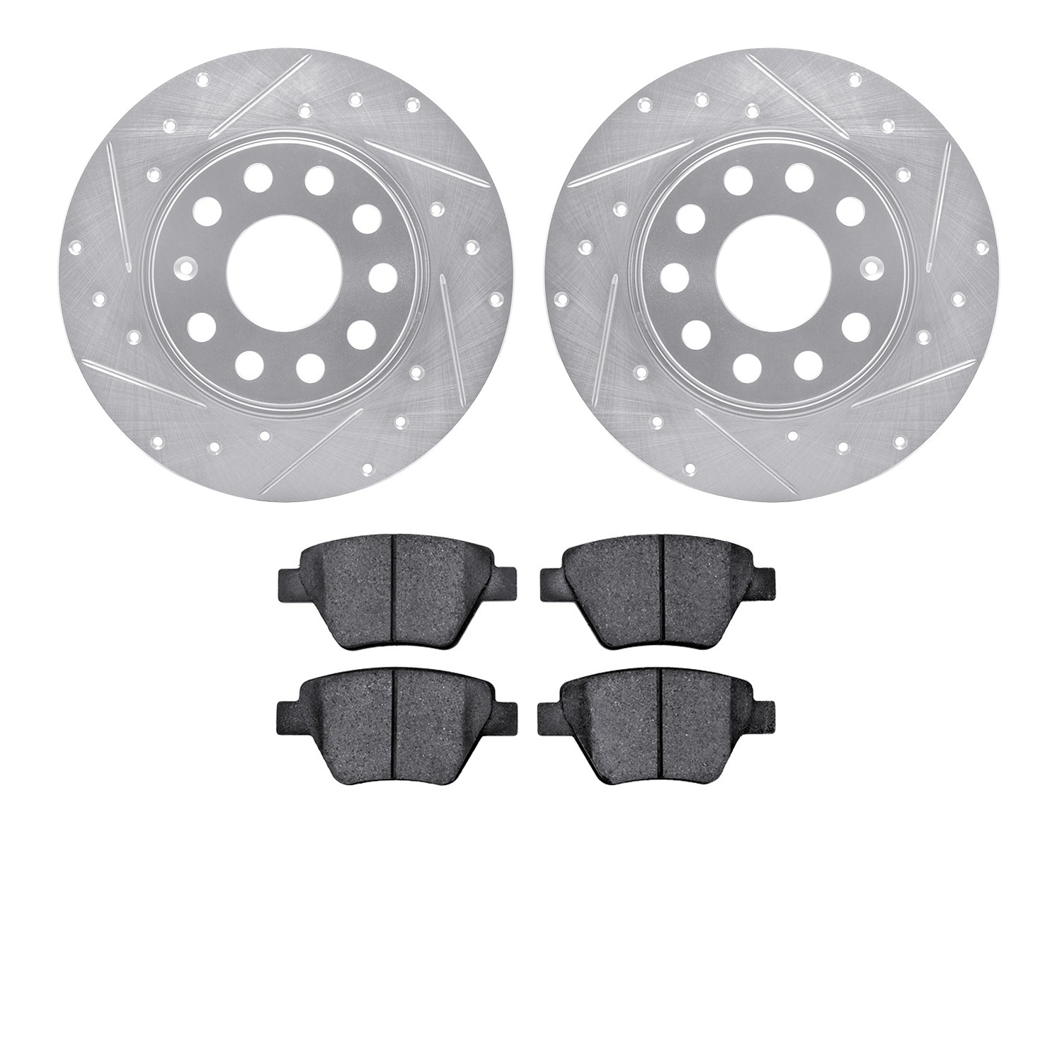 DFC Rotors-Drilled and Slotted-Silver with EURO 5000 Ceramic Brake Pads