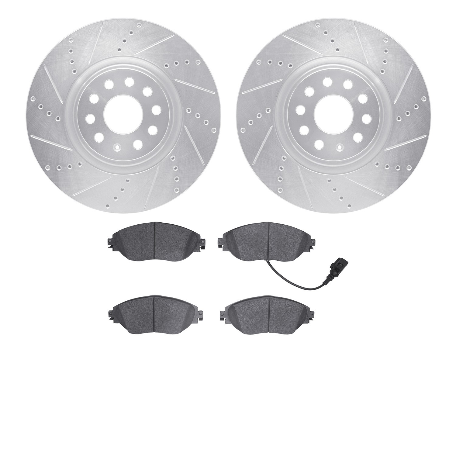 DFC Rotors-Drilled and Slotted-Silver with EURO 5000 Ceramic Brake Pads