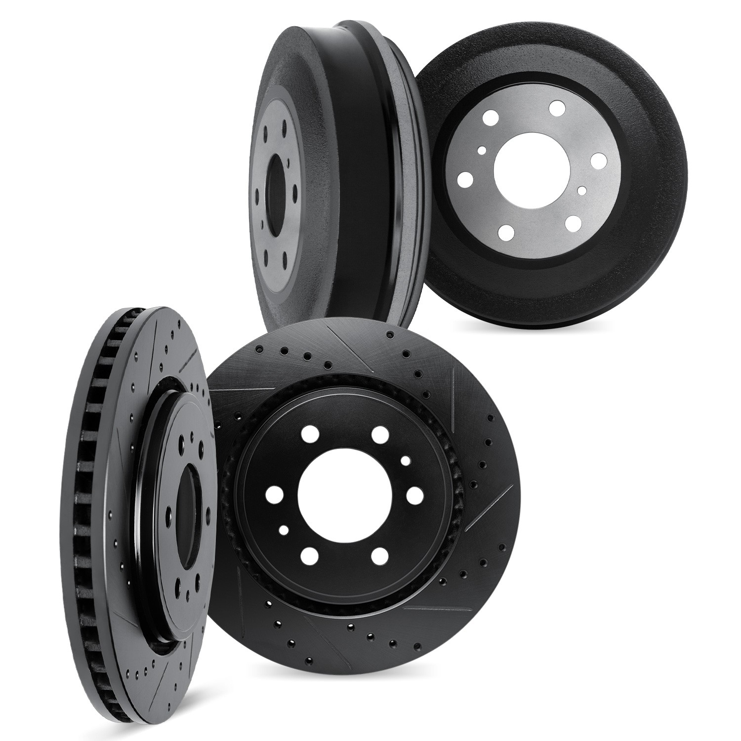 DFC Brake Rotors and Drums - Drilled & Slotted - Black