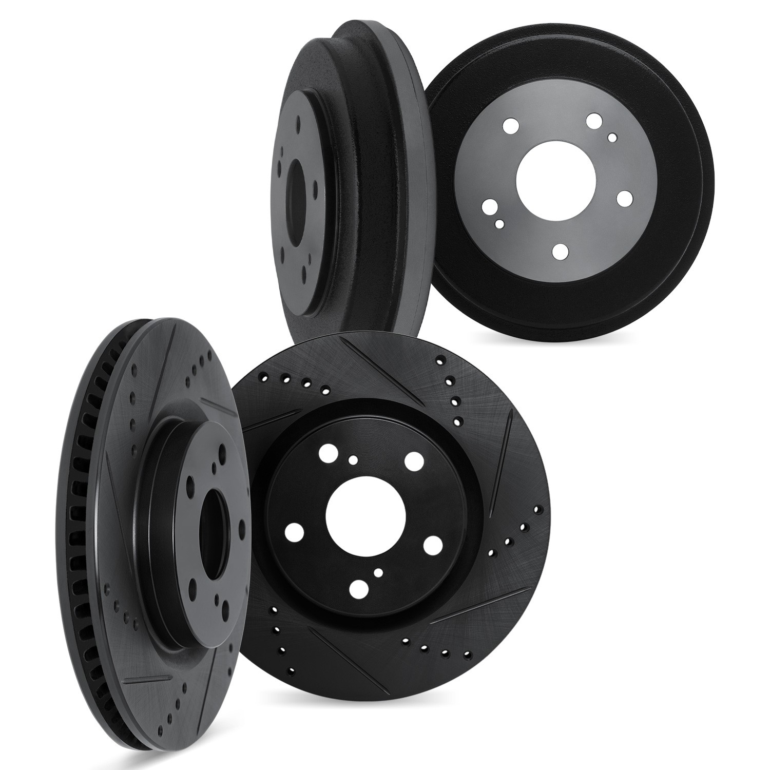 DFC Brake Rotors and Drums - Drilled & Slotted - Black