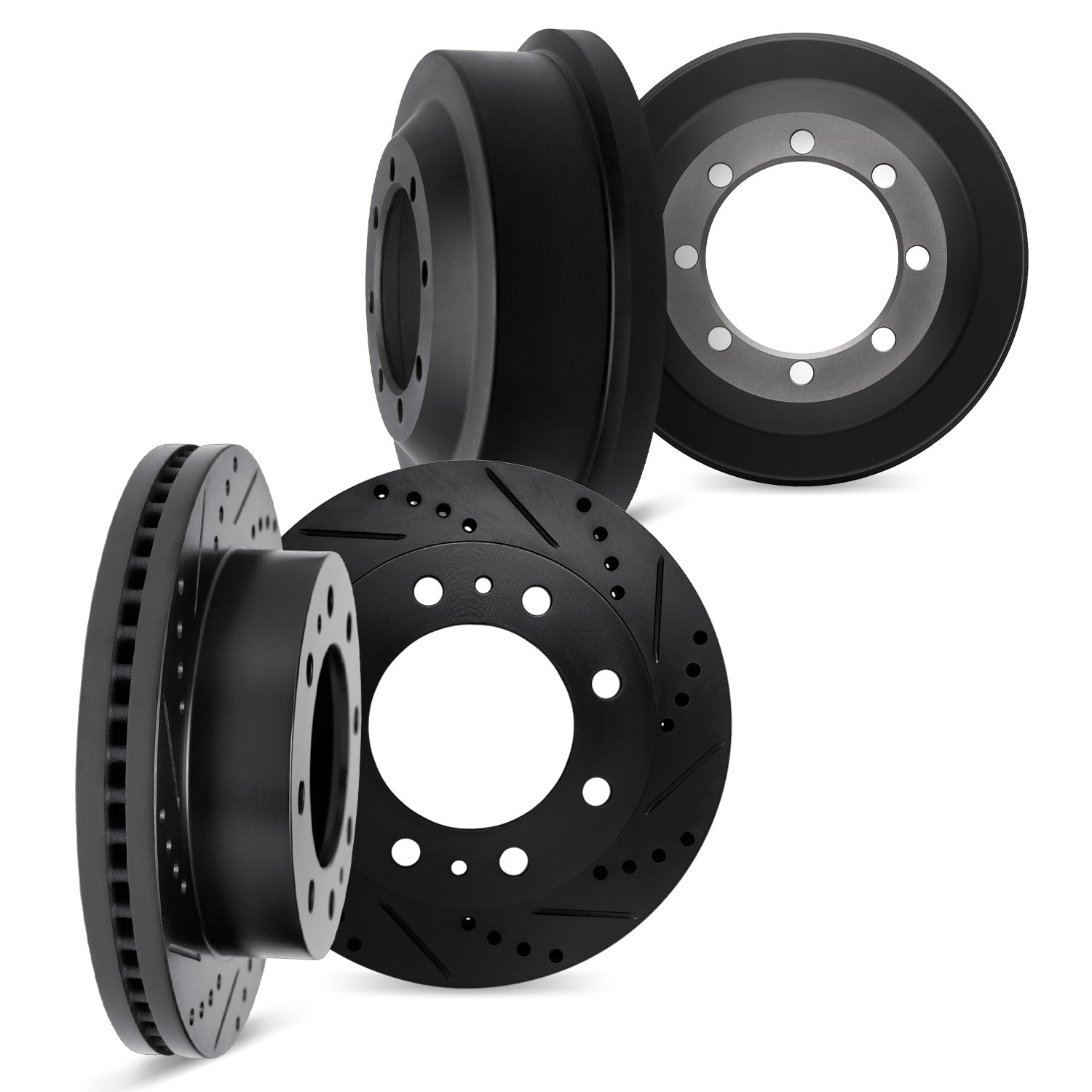 DFC Brake Rotors and Drums - Drilled & Slotted - Black