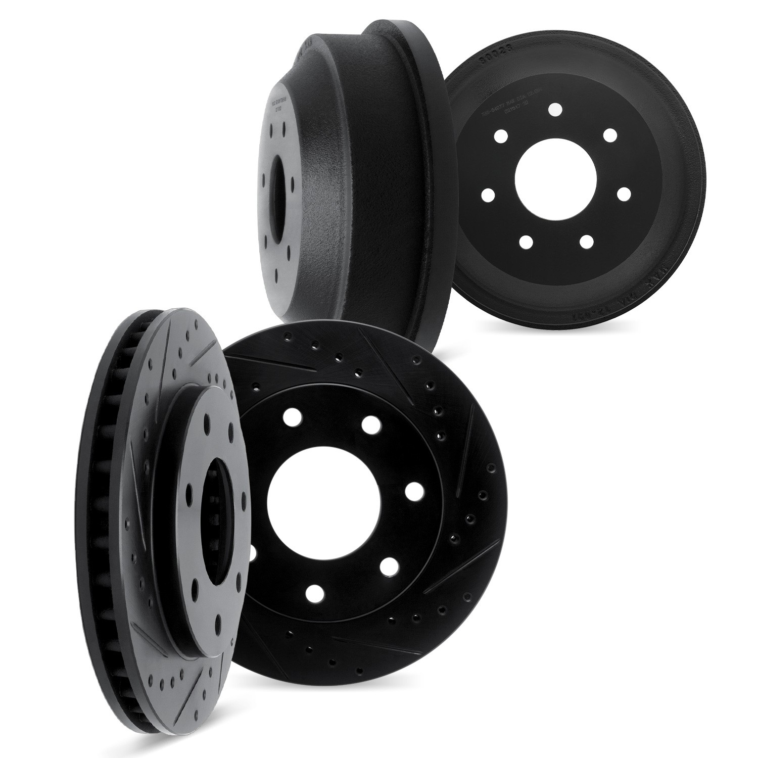 DFC Brake Rotors and Drums - Drilled & Slotted - Black