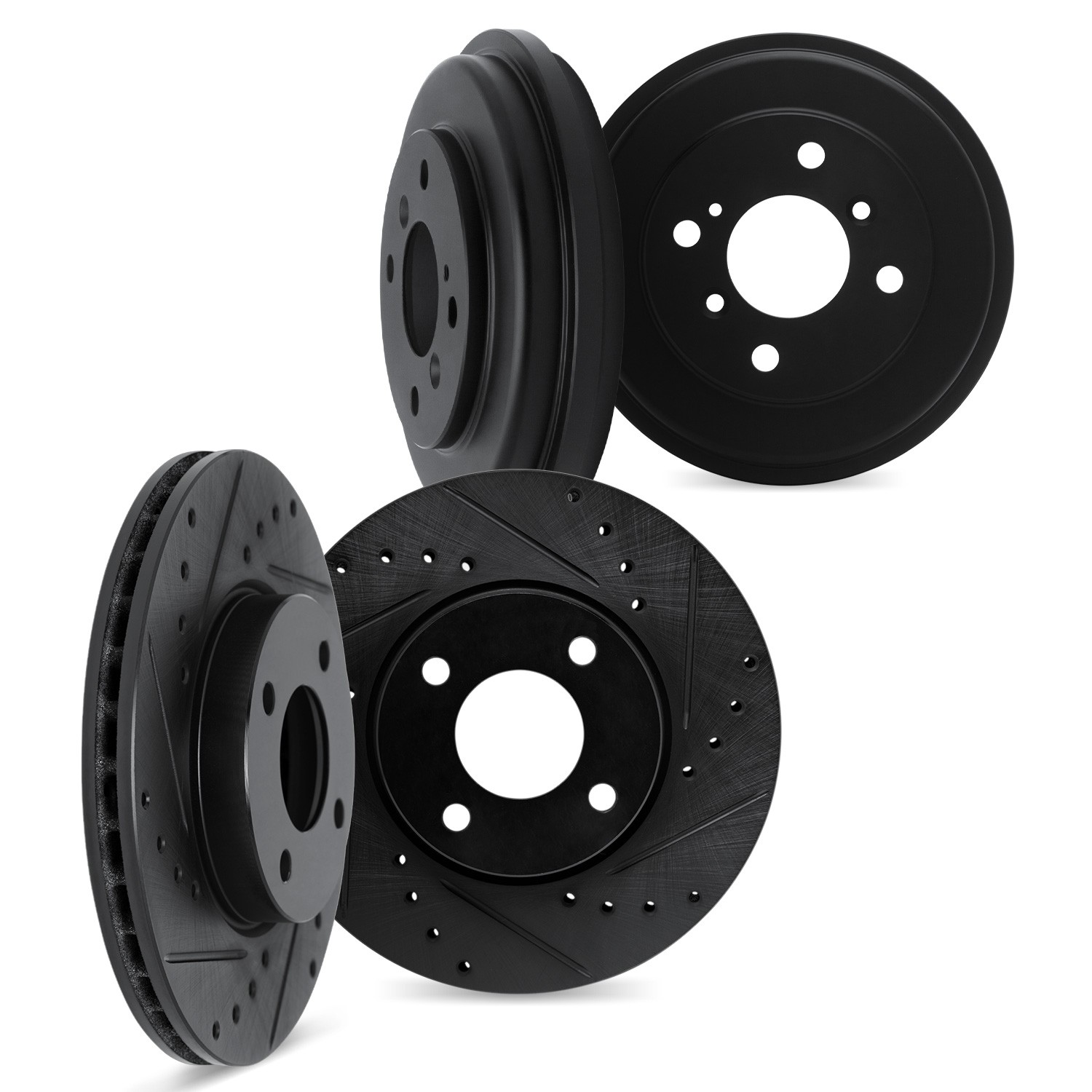 DFC Brake Rotors and Drums - Drilled & Slotted - Black