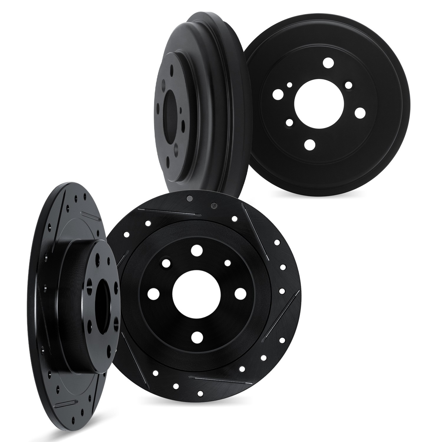 DFC Brake Rotors and Drums - Drilled & Slotted - Black