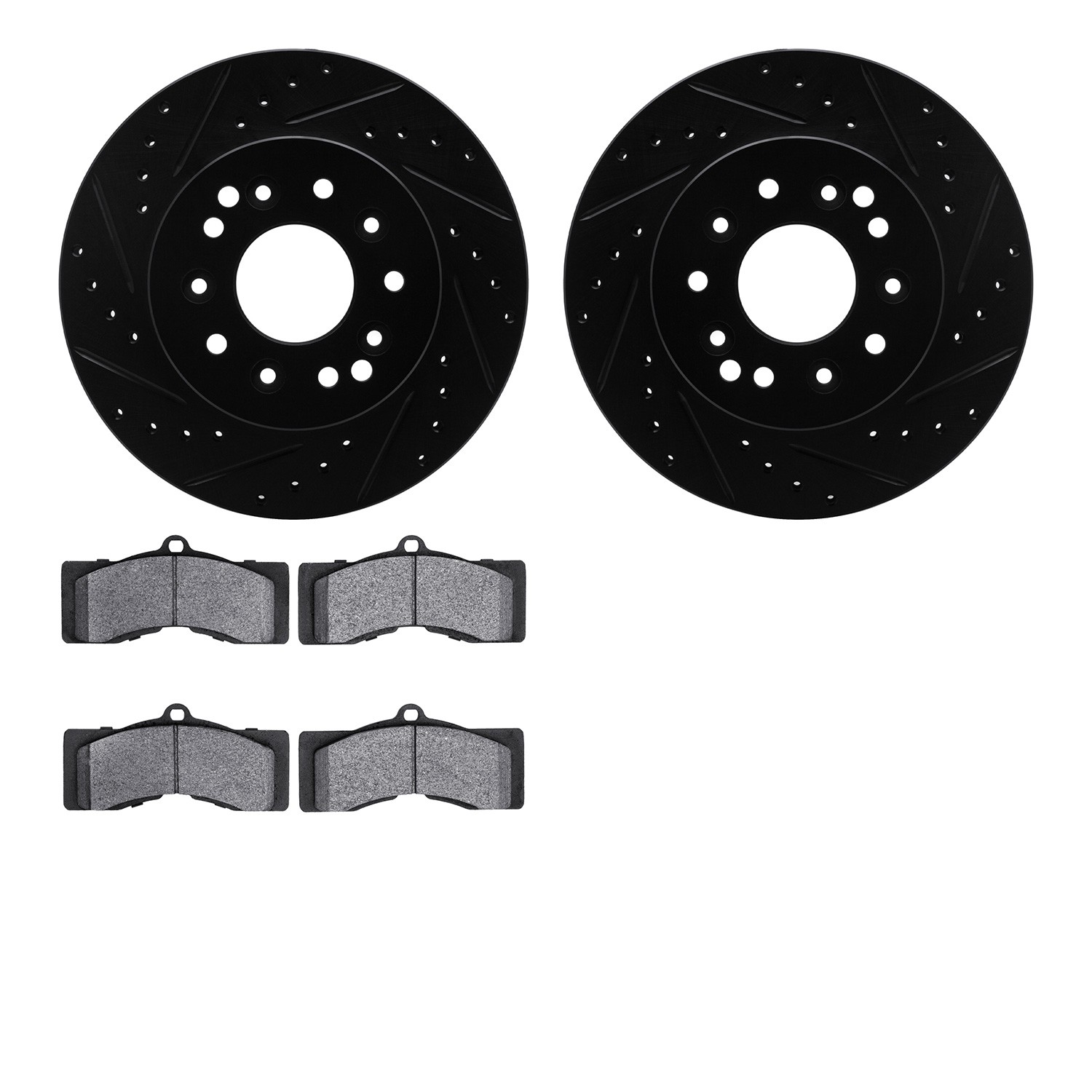 DFC Brake Rotor - Drilled & Slotted - Black- HD Brake Pad