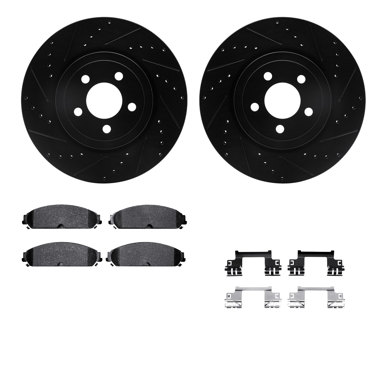 DFC Brake Rotor - Drilled & Slotted - Black- HD Brake Pad - Hardware