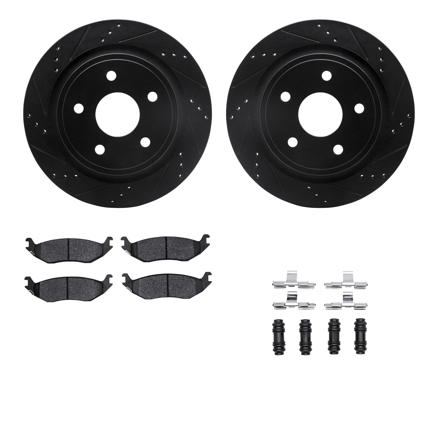 DFC Brake Rotor - Drilled & Slotted - Black- HD Brake Pad - Hardware