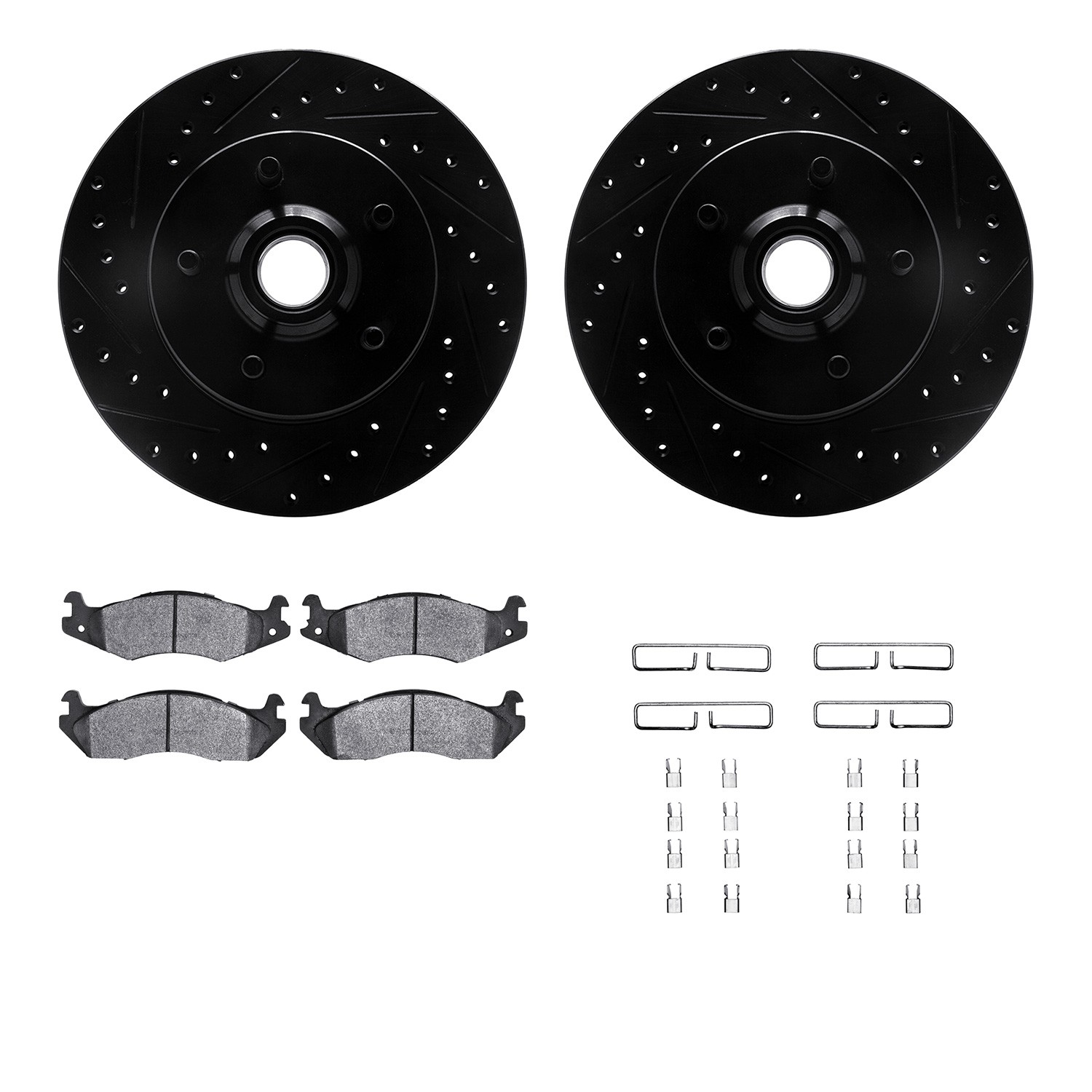 DFC Brake Rotor - Drilled & Slotted - Black- HD Brake Pad - Hardware