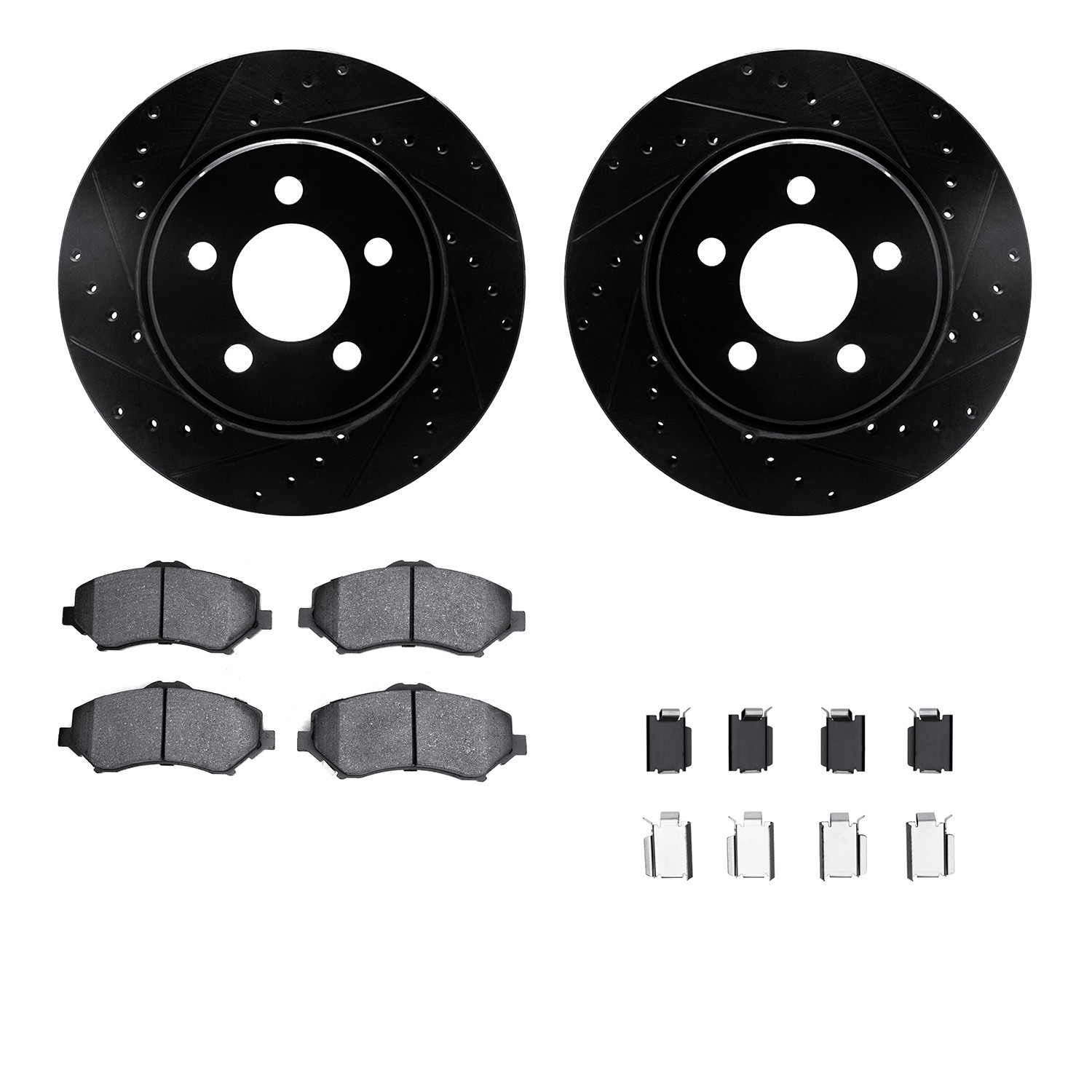 DFC Brake Rotor - Drilled & Slotted - Black- HD Brake Pad - Hardware