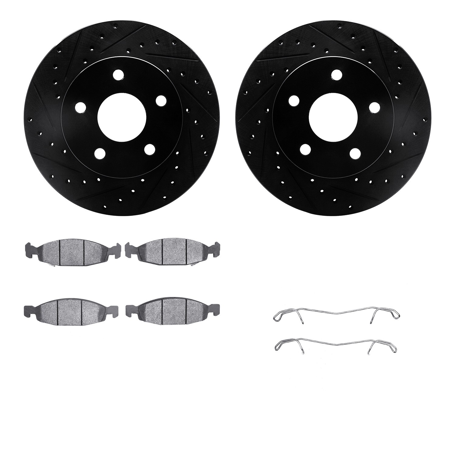 DFC Brake Rotor - Drilled & Slotted - Black- HD Brake Pad - Hardware