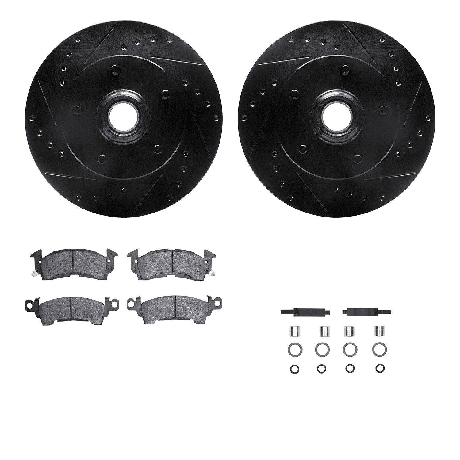 DFC Brake Rotor - Drilled & Slotted - Black- HD Brake Pad - Hardware