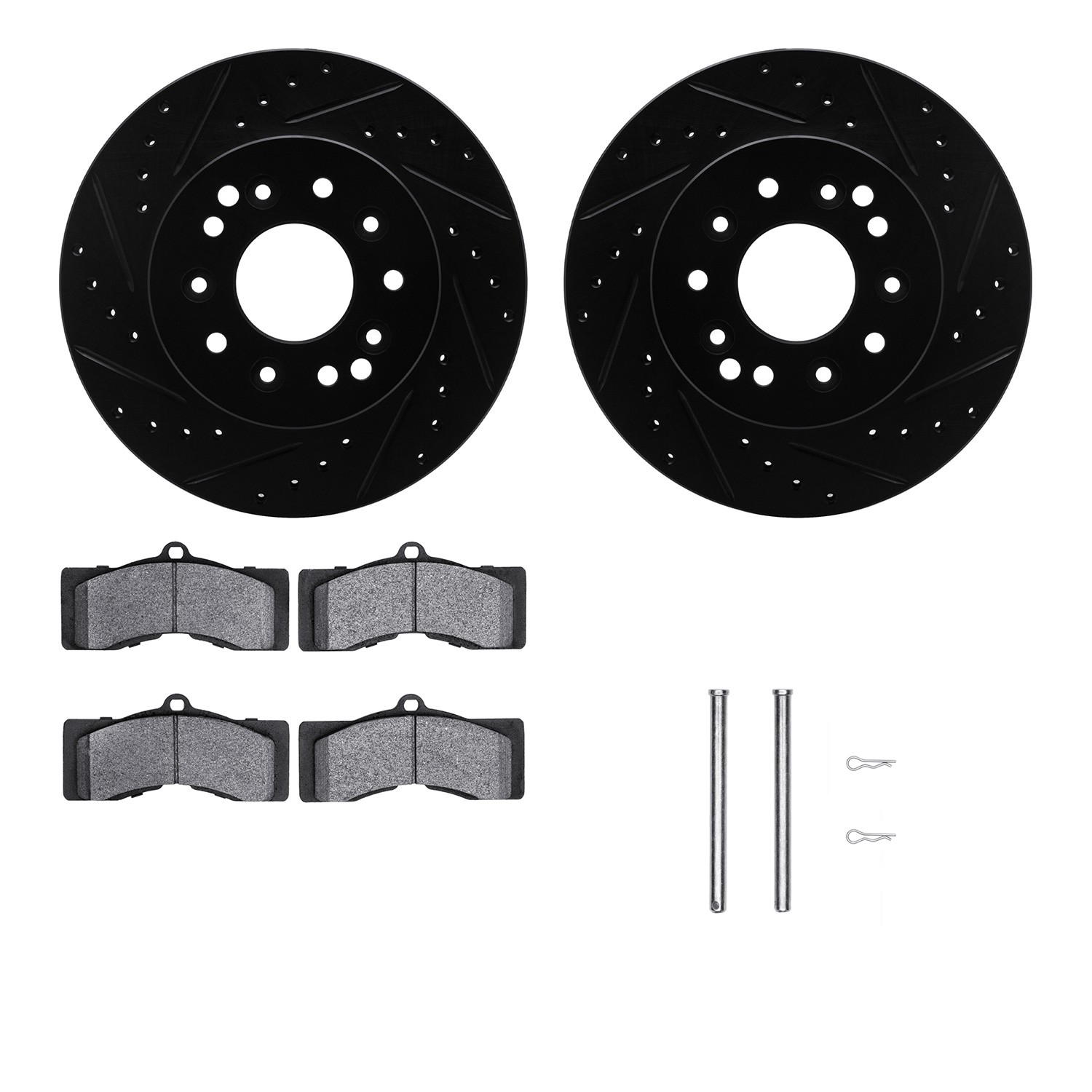 DFC Brake Rotor - Drilled & Slotted - Black- HD Brake Pad - Hardware