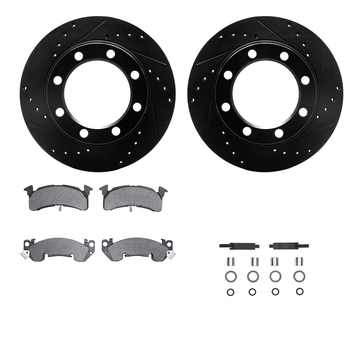 DFC Brake Rotor - Drilled & Slotted - Black- HD Brake Pad - Hardware