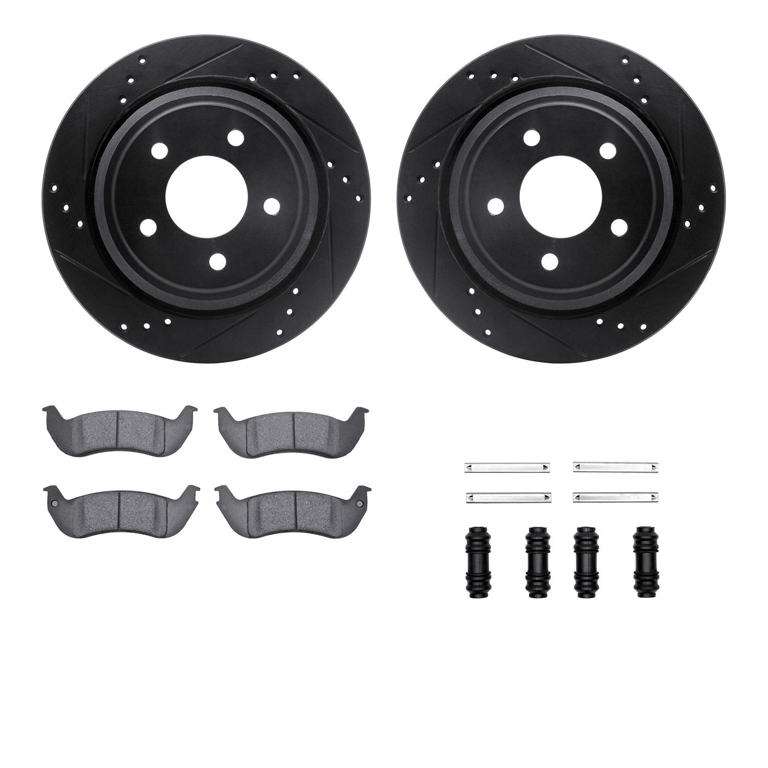 DFC Brake Rotor - Drilled & Slotted - Black- HD Brake Pad - Hardware