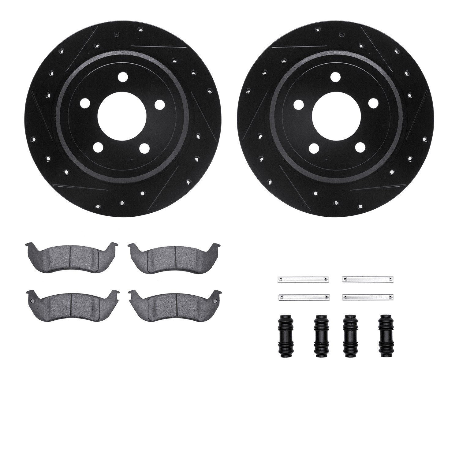 DFC Brake Rotor - Drilled & Slotted - Black- HD Brake Pad - Hardware