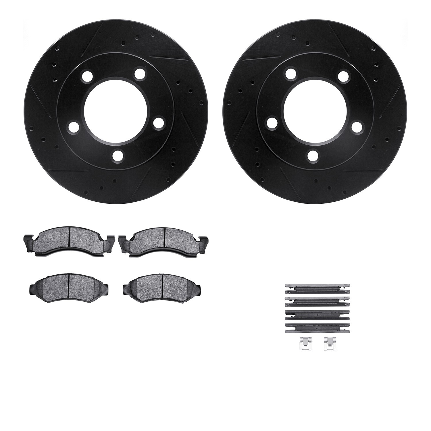 DFC Brake Rotor - Drilled & Slotted - Black- HD Brake Pad - Hardware