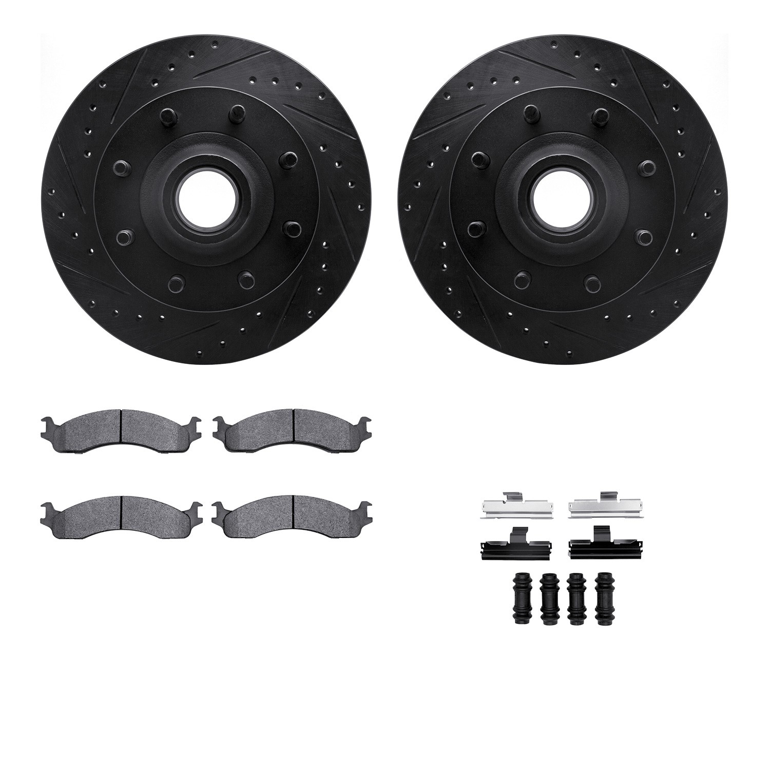 DFC Brake Rotor - Drilled & Slotted - Black- HD Brake Pad - Hardware