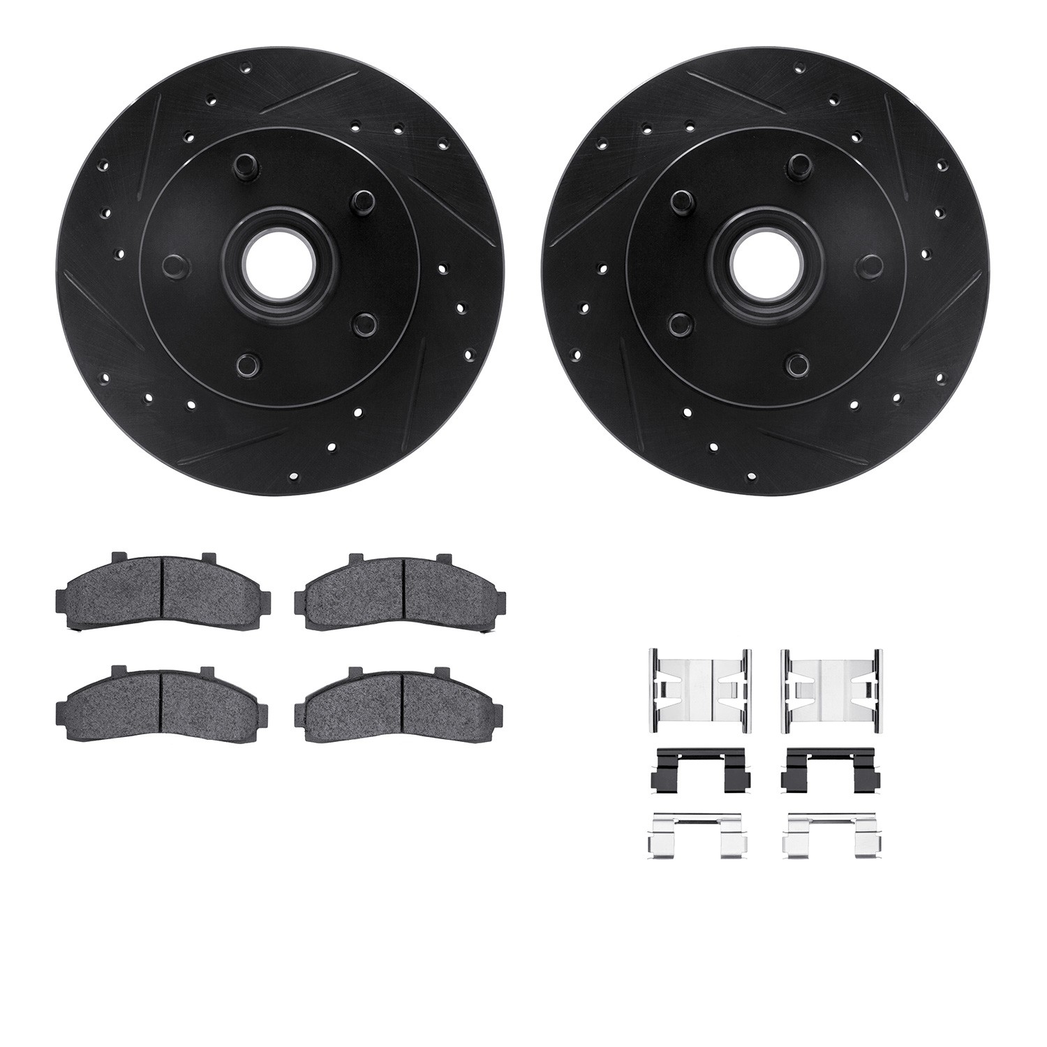 DFC Brake Rotor - Drilled & Slotted - Black- HD Brake Pad - Hardware