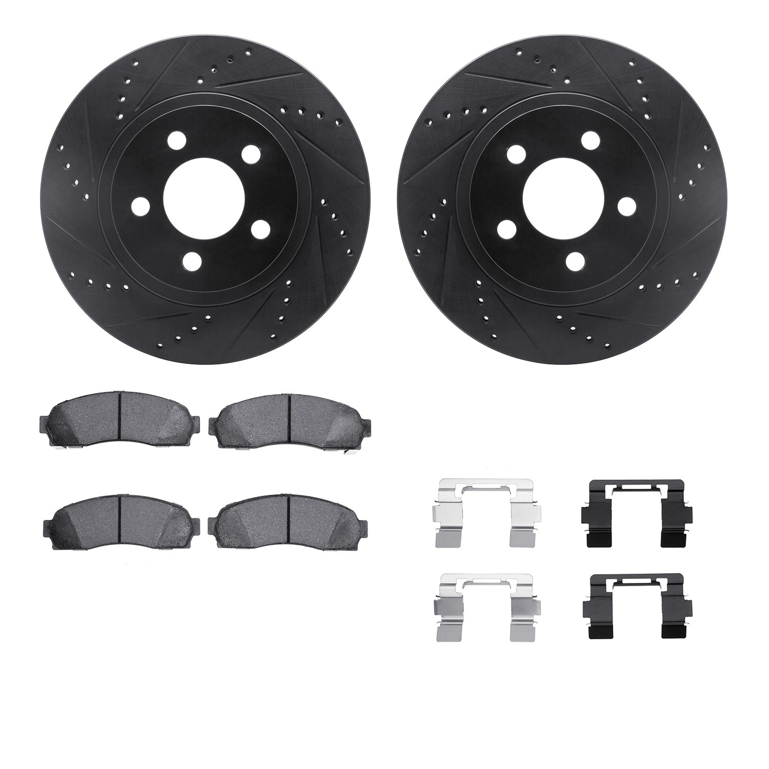 DFC Brake Rotor - Drilled & Slotted - Black- HD Brake Pad - Hardware