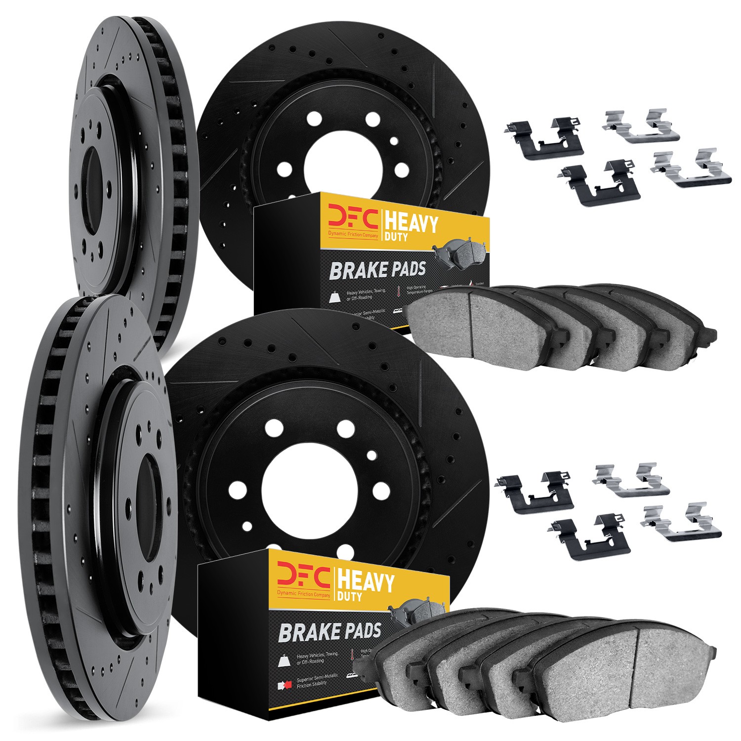 DFC Brake Rotor - Drilled & Slotted - Black- HD Brake Pad - Hardware