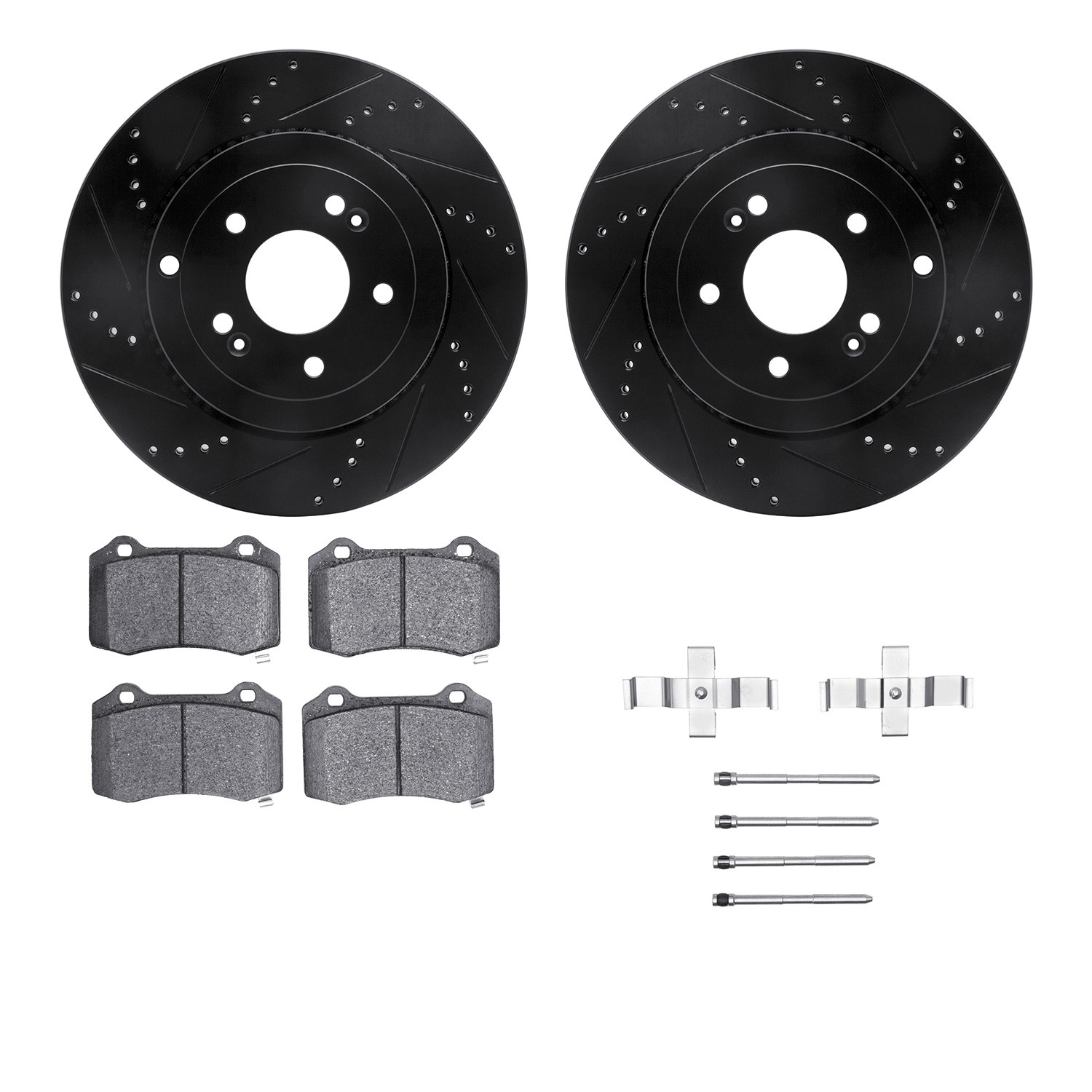 DFC Brake Rotor Drilled & Slotted - Black- w/Ultimate Duty Brake Pad & HW Kit