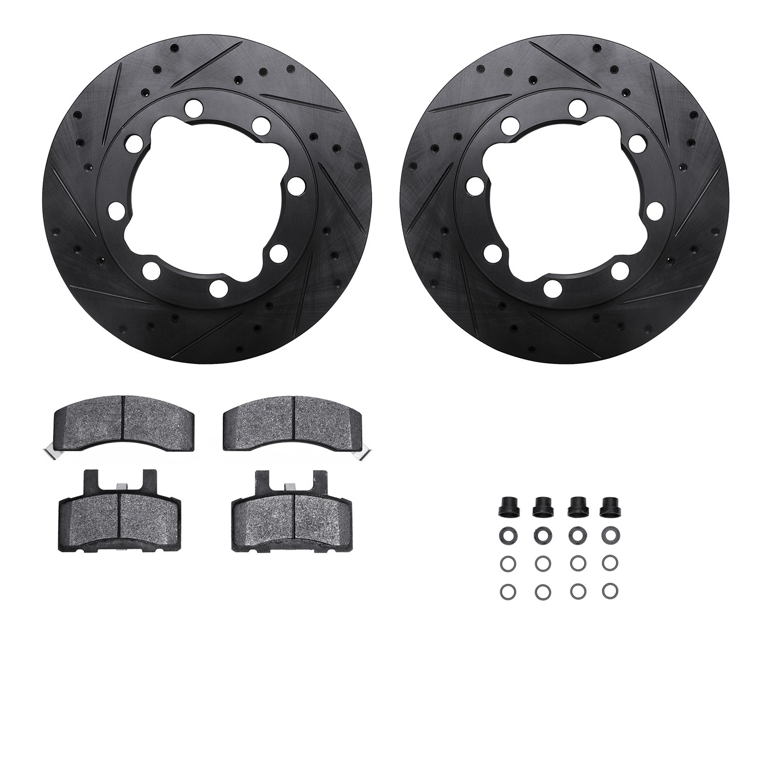 DFC Brake Rotor Drilled & Slotted - Black- w/Ultimate Duty Brake Pad & HW Kit