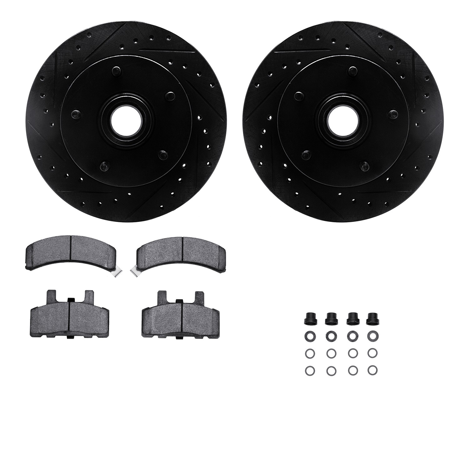 DFC Brake Rotor Drilled & Slotted - Black- w/Ultimate Duty Brake Pad & HW Kit