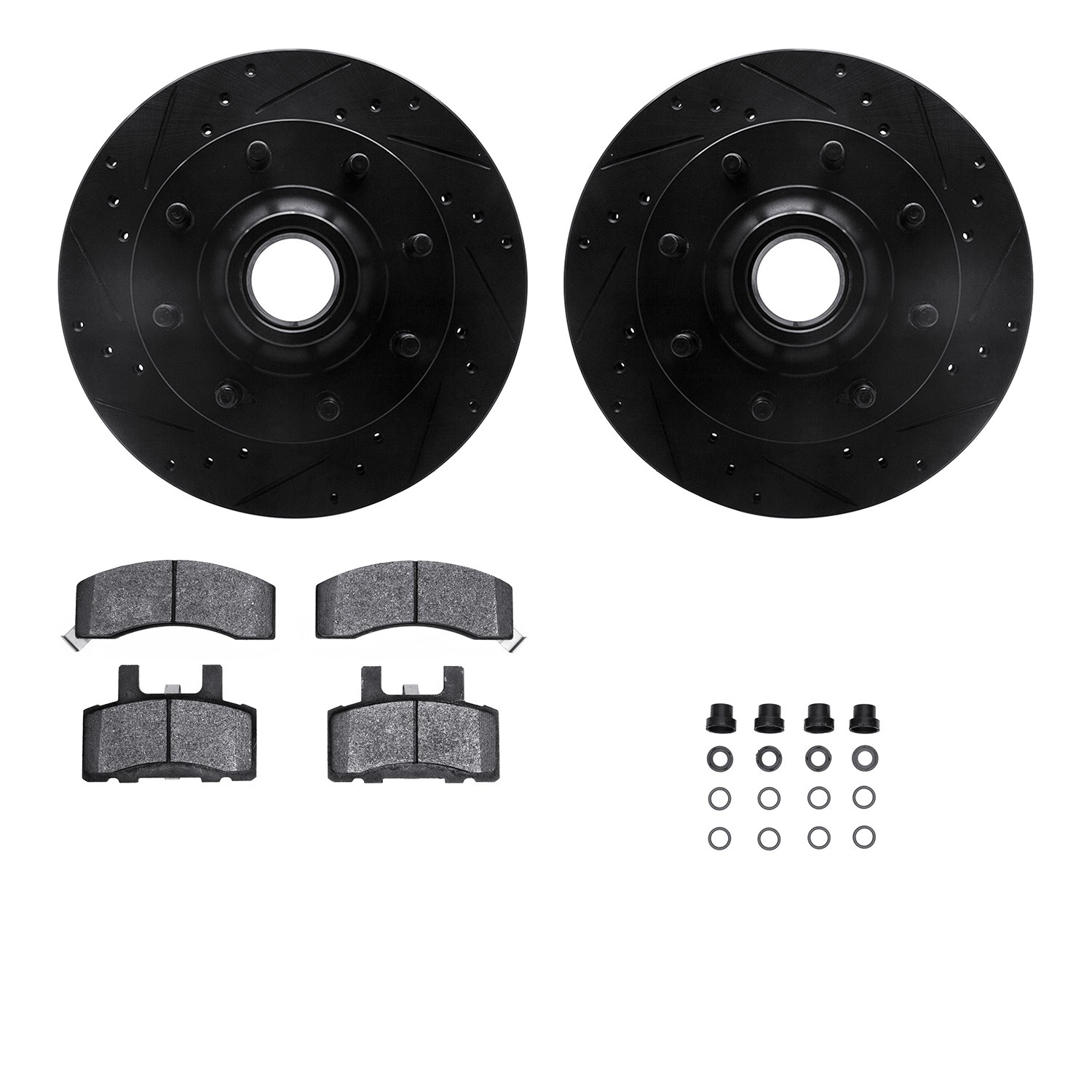 DFC Brake Rotor Drilled & Slotted - Black- w/Ultimate Duty Brake Pad & HW Kit