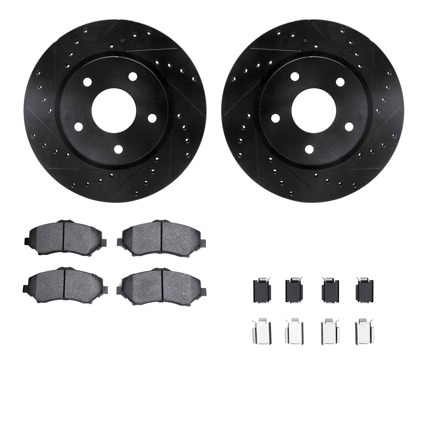 DFC Brake Rotor Drilled & Slotted - Black- w/Ultimate Duty Brake Pad & HW Kit