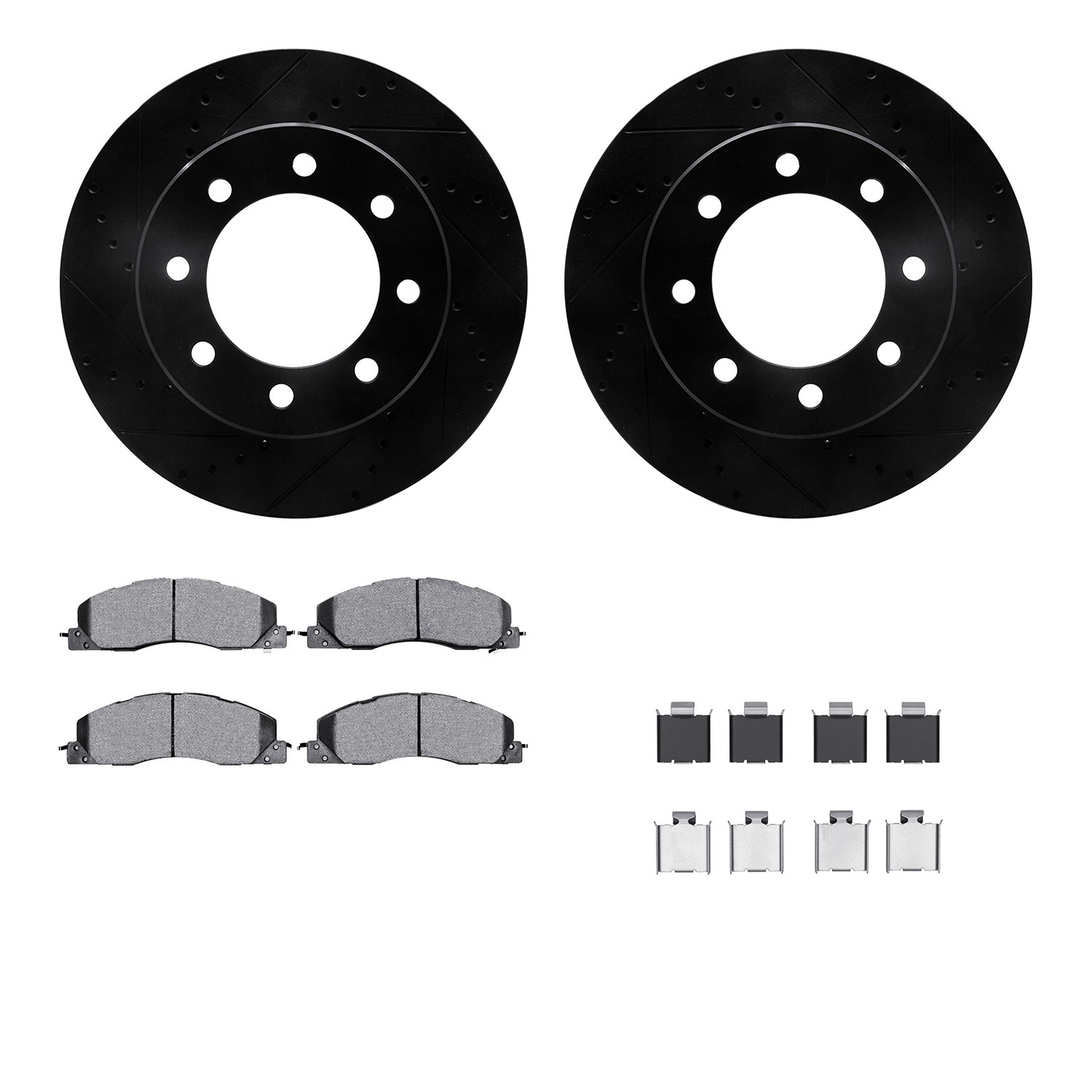 DFC Brake Rotor Drilled & Slotted - Black- w/Ultimate Duty Brake Pad & HW Kit