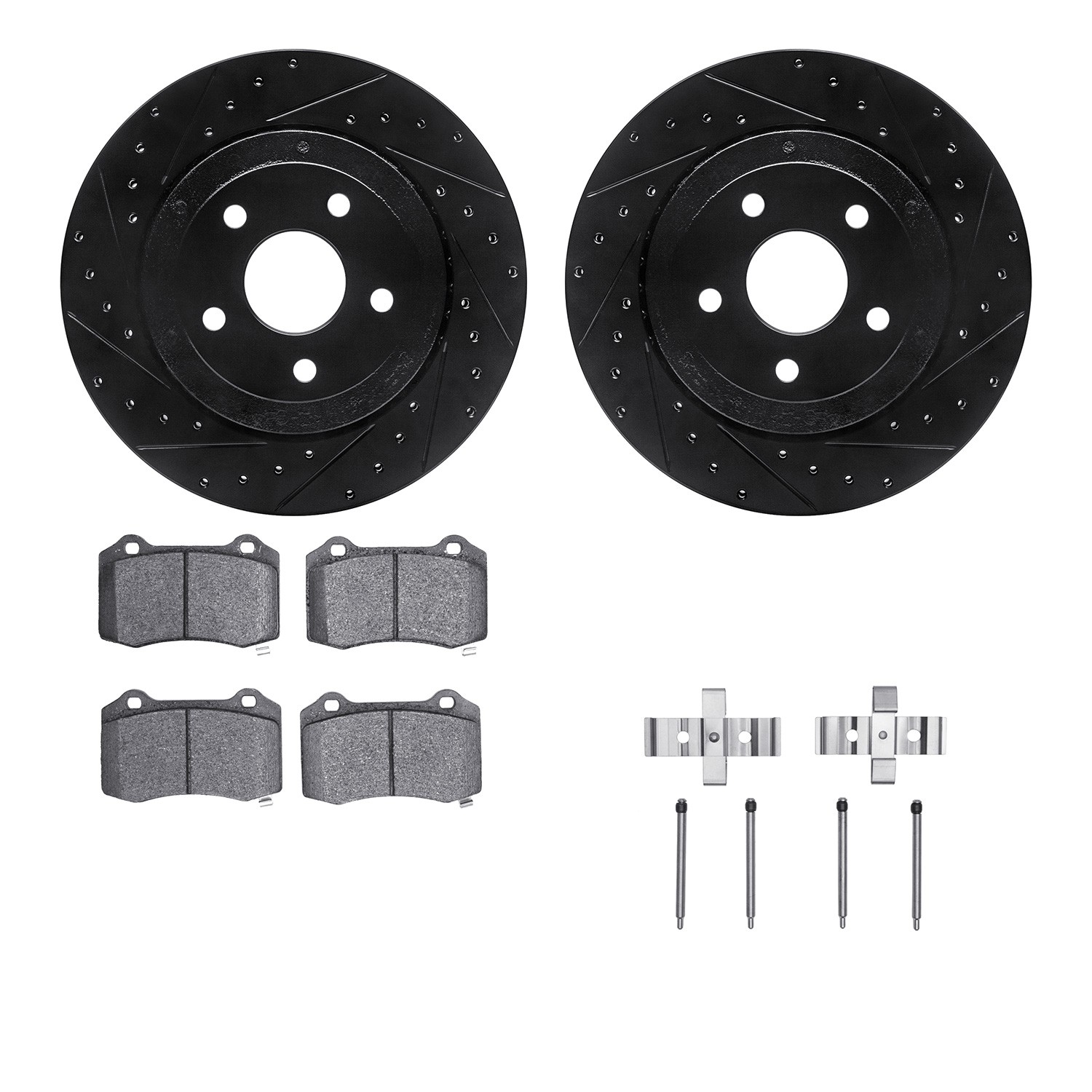 DFC Brake Rotor Drilled & Slotted - Black- w/Ultimate Duty Brake Pad & HW Kit