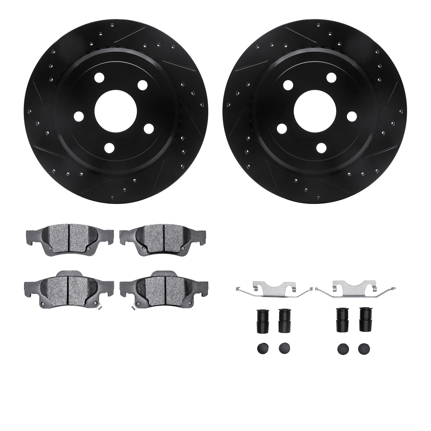DFC Brake Rotor Drilled & Slotted - Black- w/Ultimate Duty Brake Pad & HW Kit