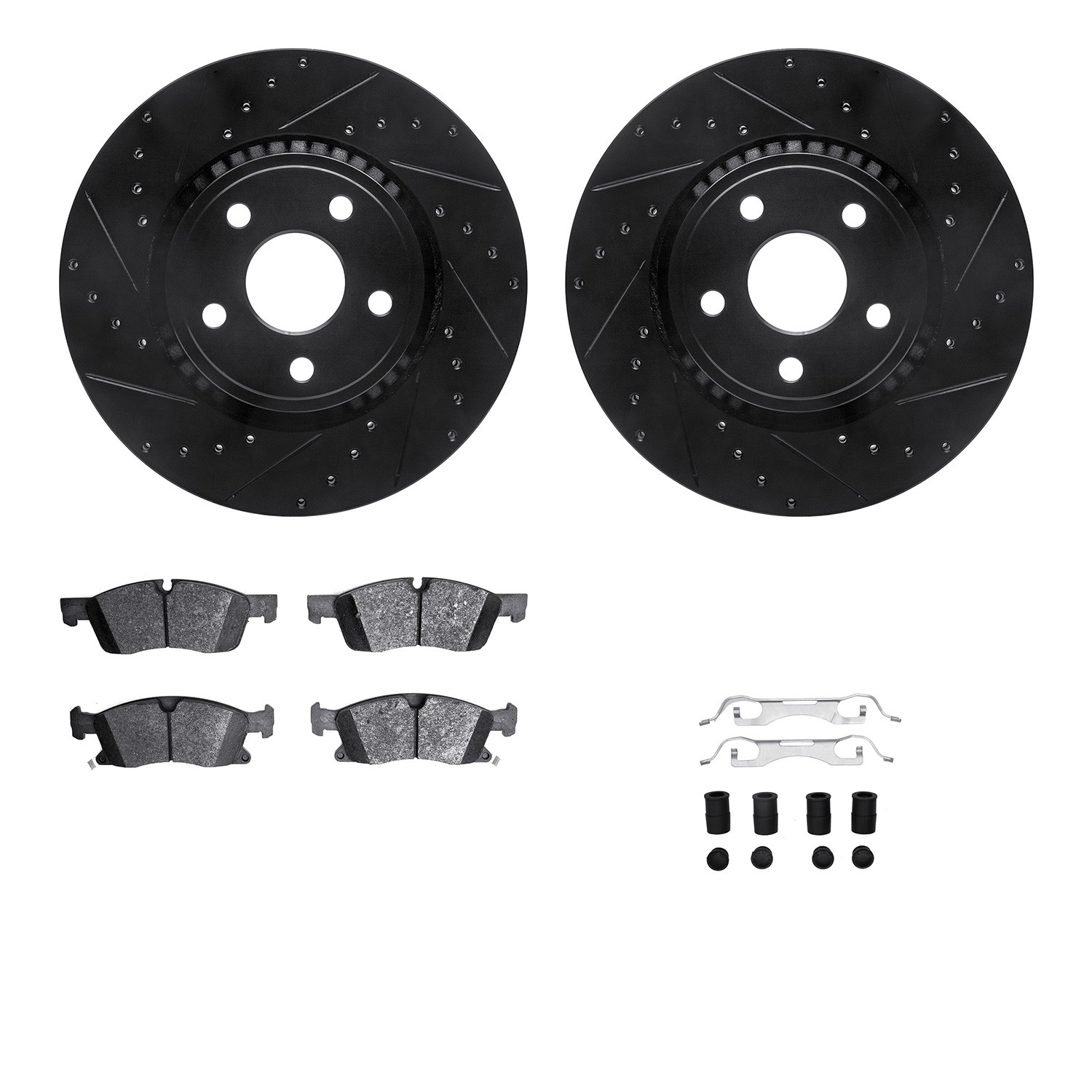 DFC Brake Rotor Drilled & Slotted - Black- w/Ultimate Duty Brake Pad & HW Kit